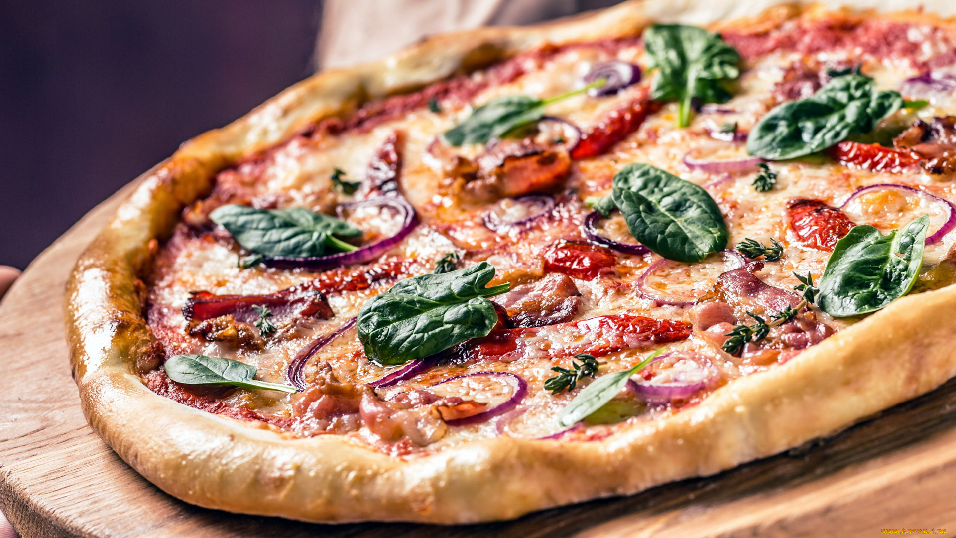 еда, пицца, базилик