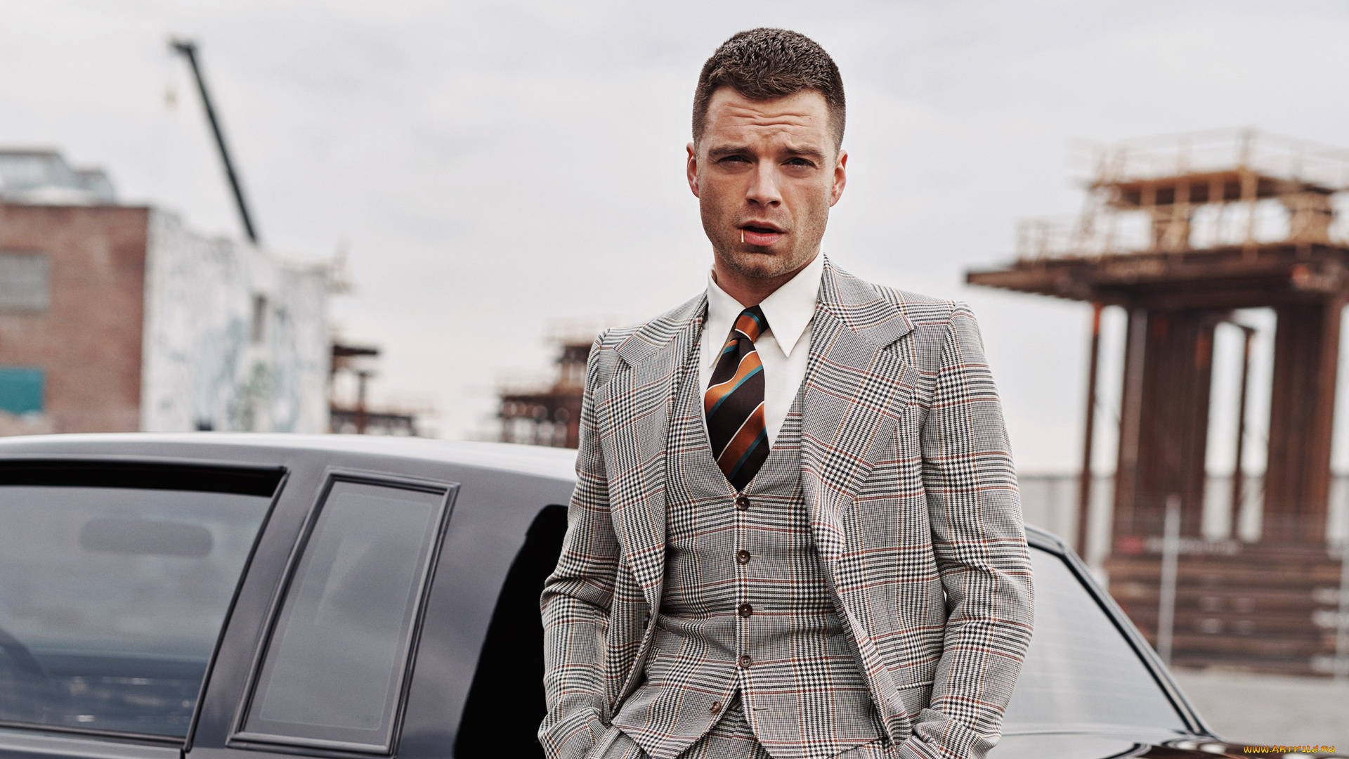 мужчины, sebastian, stan, костюм, машина