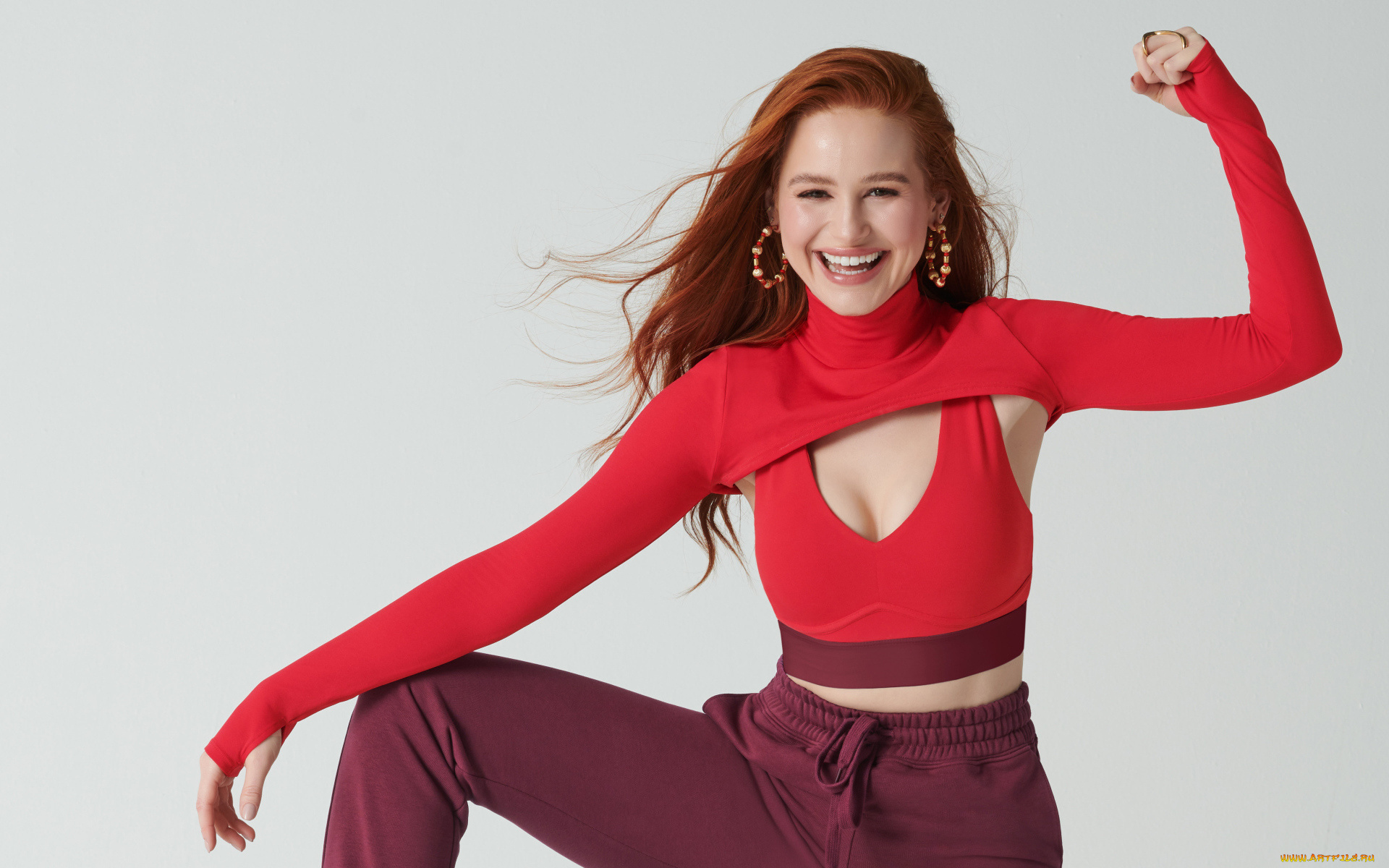 девушки, madelaine, petsch, рыжая, топ, штаны