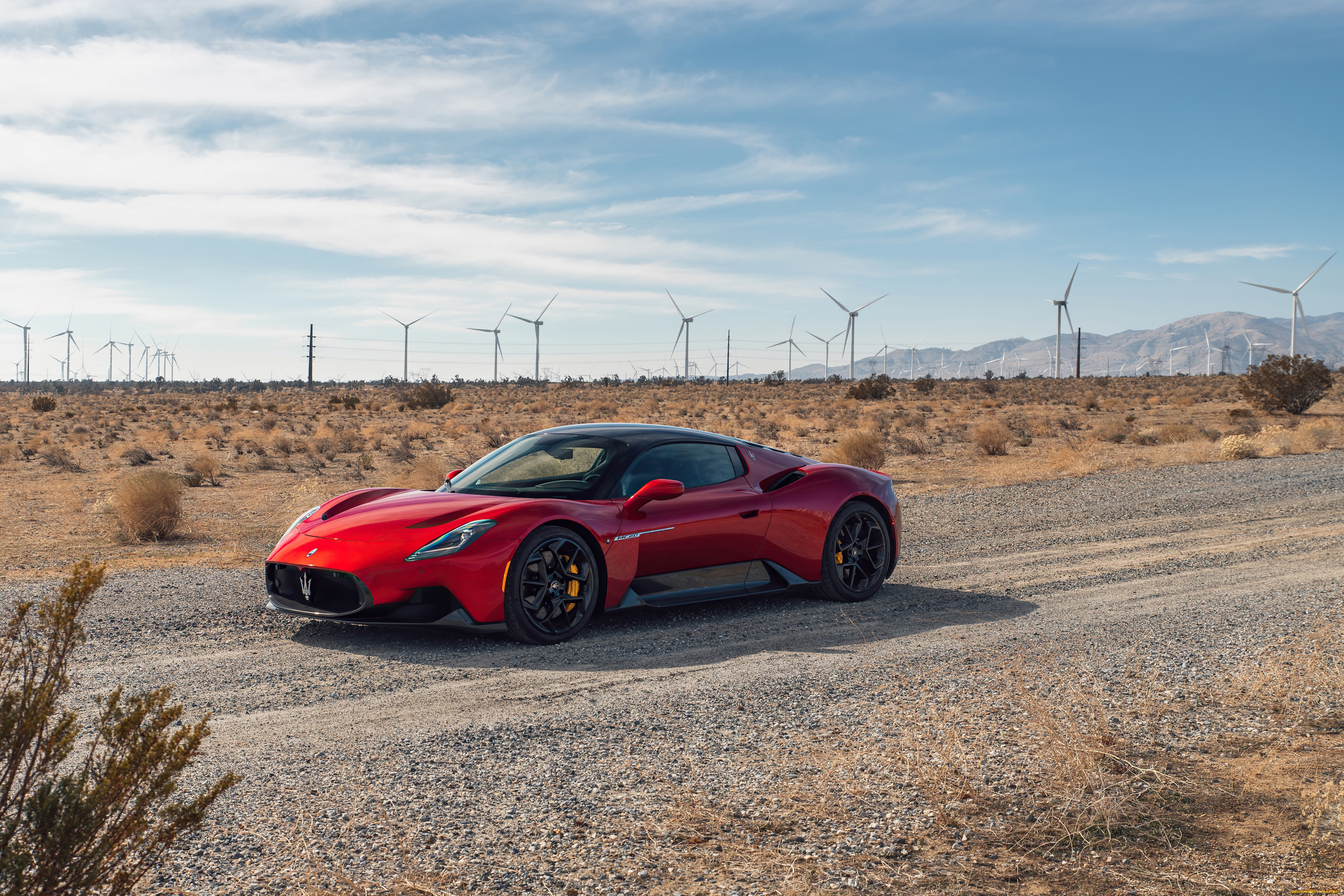 2022, maserati, mc20, coupe, автомобили, maserati, mc20, coupe, пустыня, ветряки, красный, спорткар
