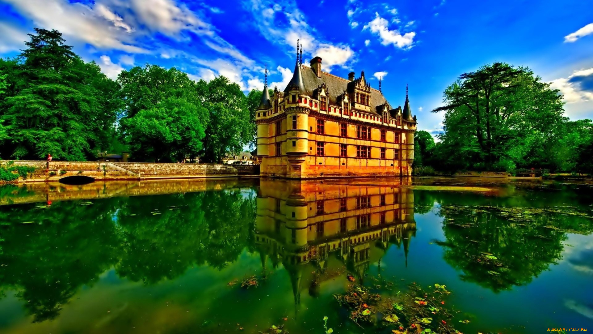 chateau, azay, le, rideau, france, города, замки, франции, chateau, azay, le, rideau
