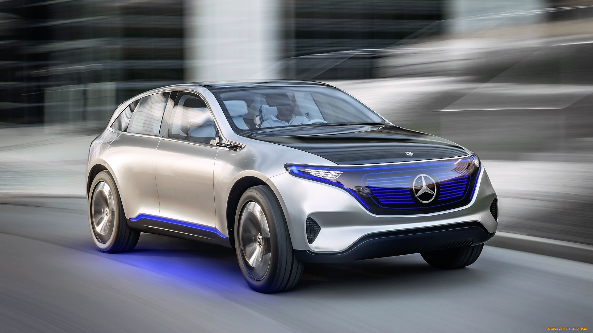 mercedes, generation, eq, автомобили, mercedes-benz, серебристый, скорость