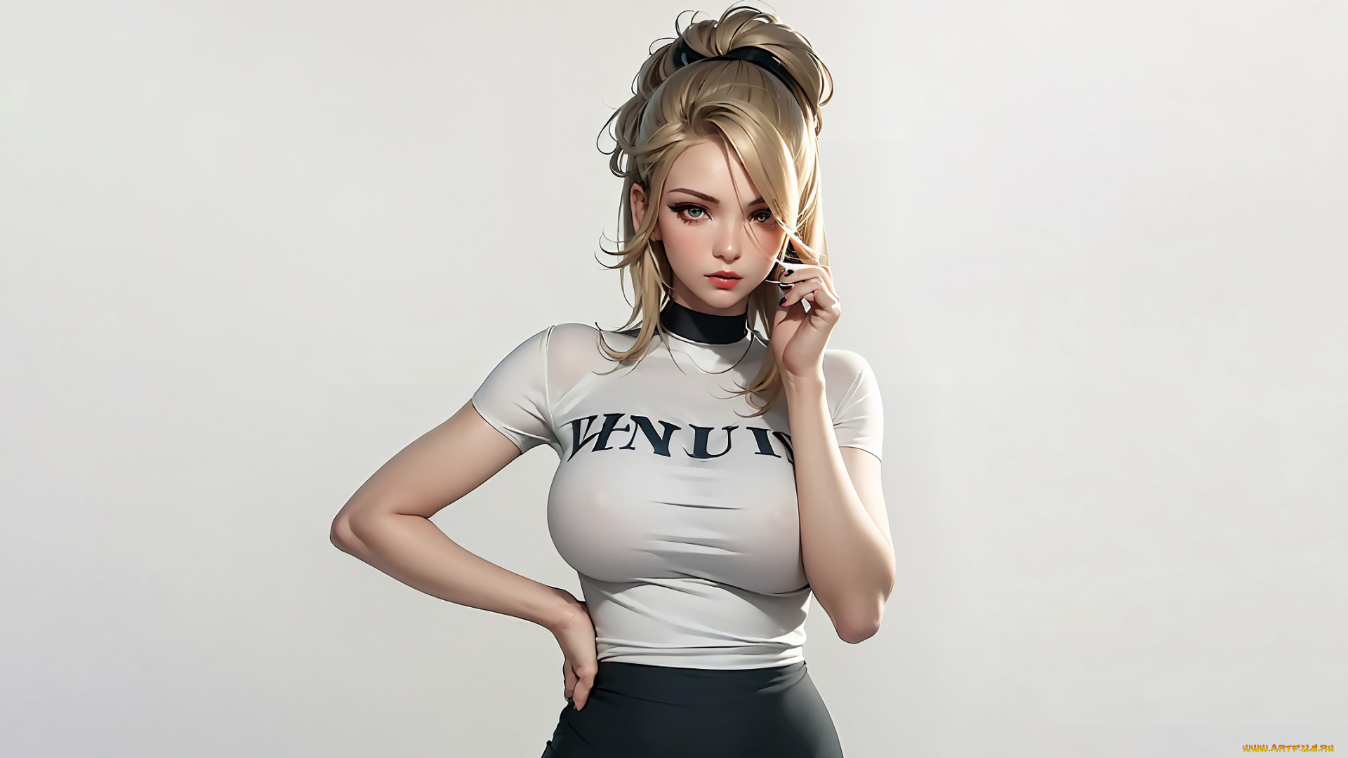 рисованное, люди, красивая, девушка