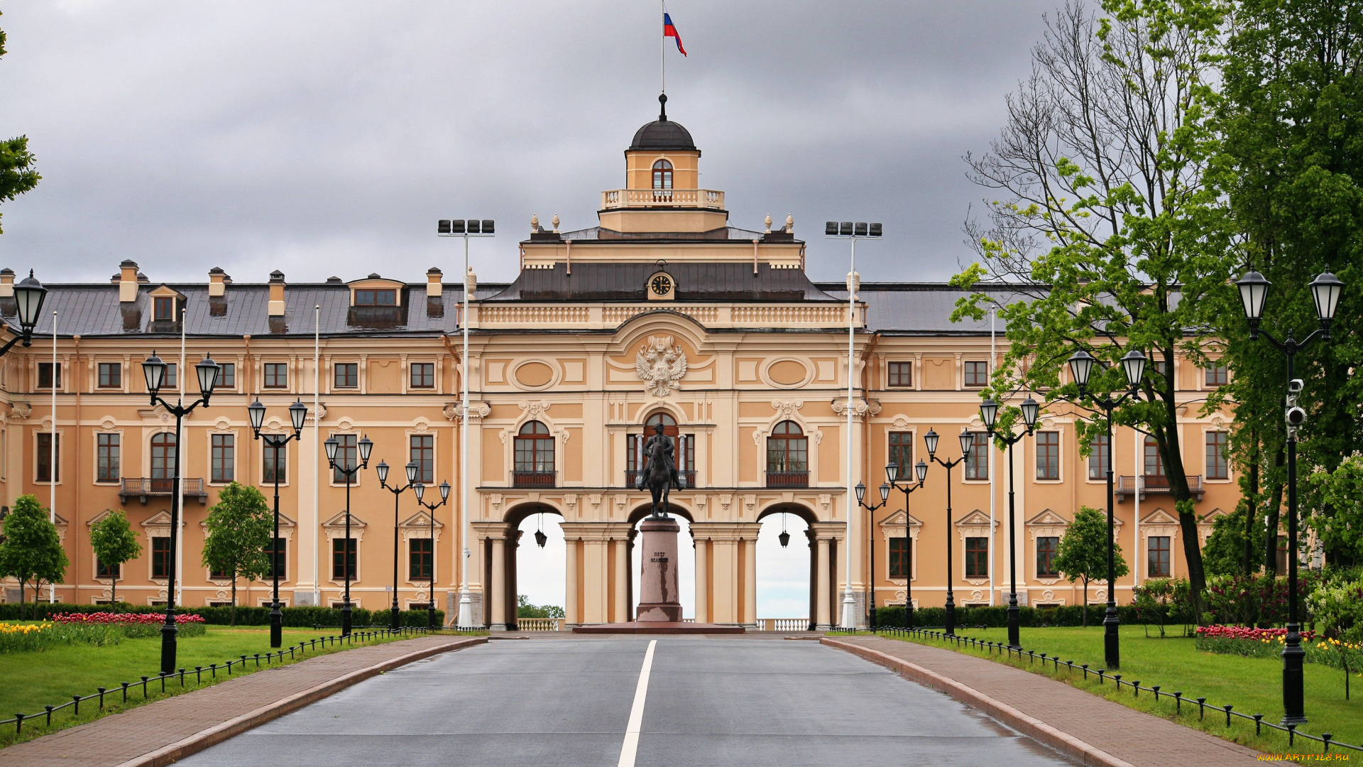города, санкт-петербург, , петергоф, , россия, константиновский, дворец, санкт, петербург, дорога, герб, флаг, памятник