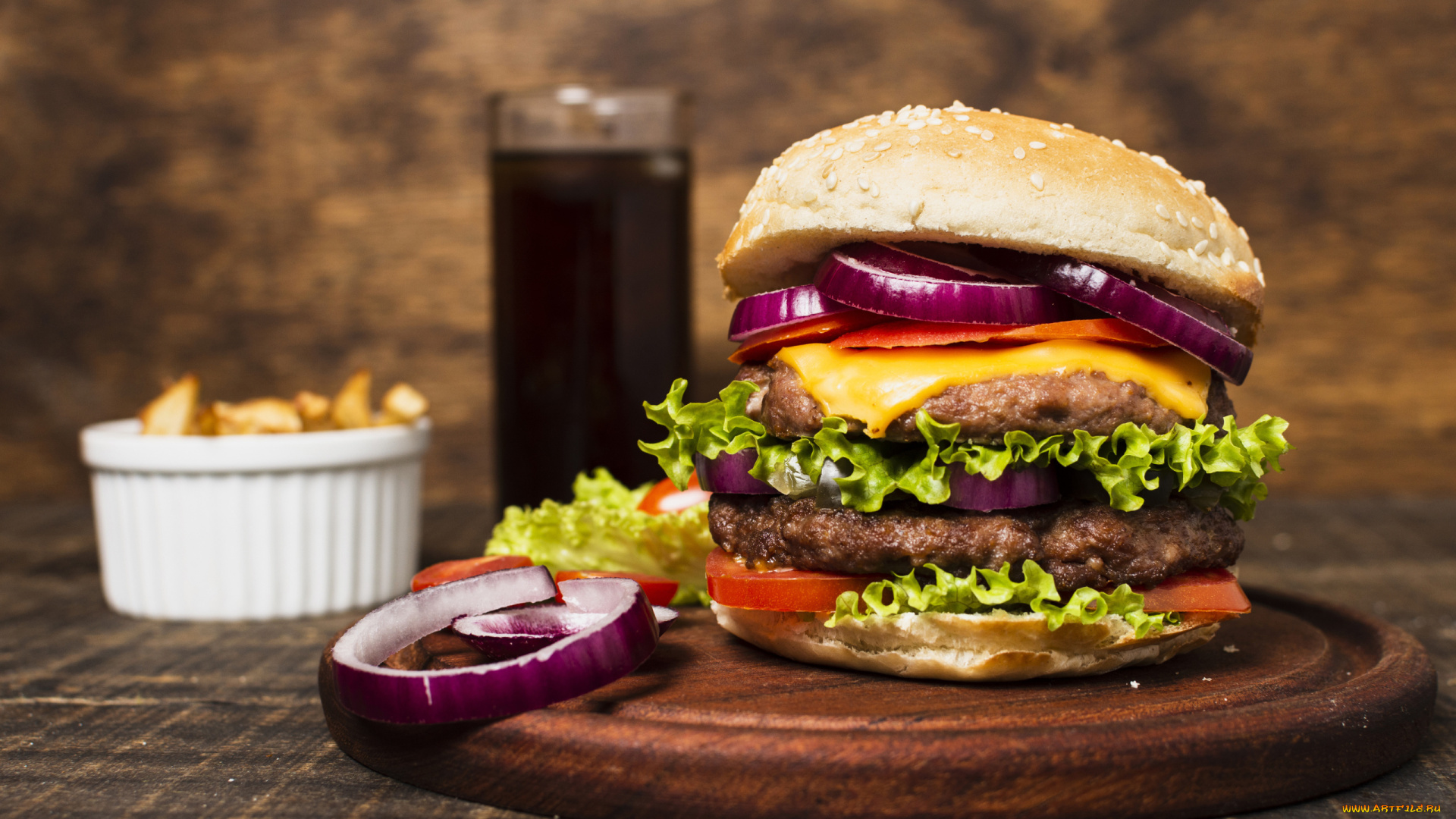 еда, бутерброды, , гамбургеры, , канапе, булочка, котлета, лук, гамбургер, салат