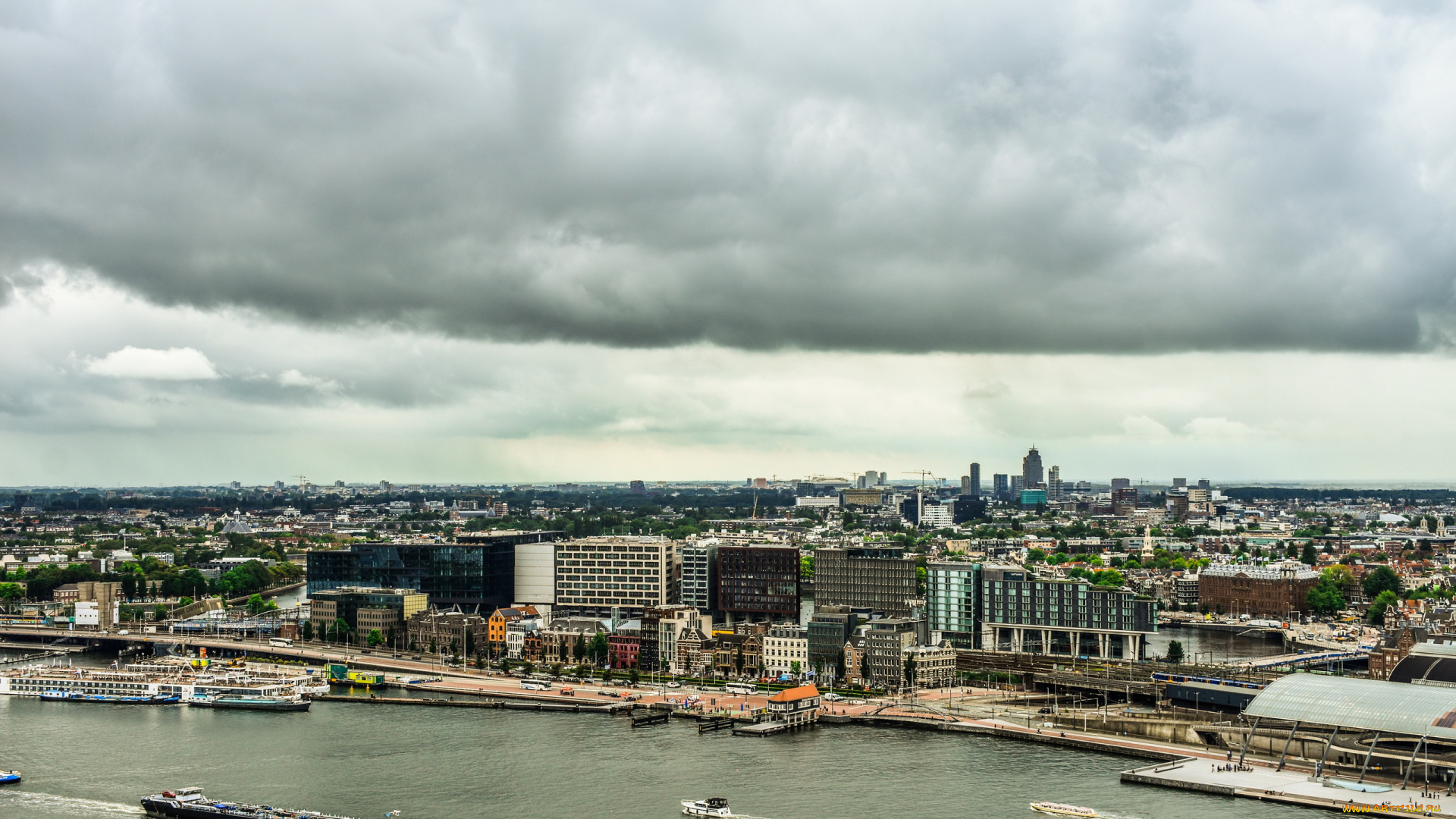 города, амстердам, , нидерланды, панорама