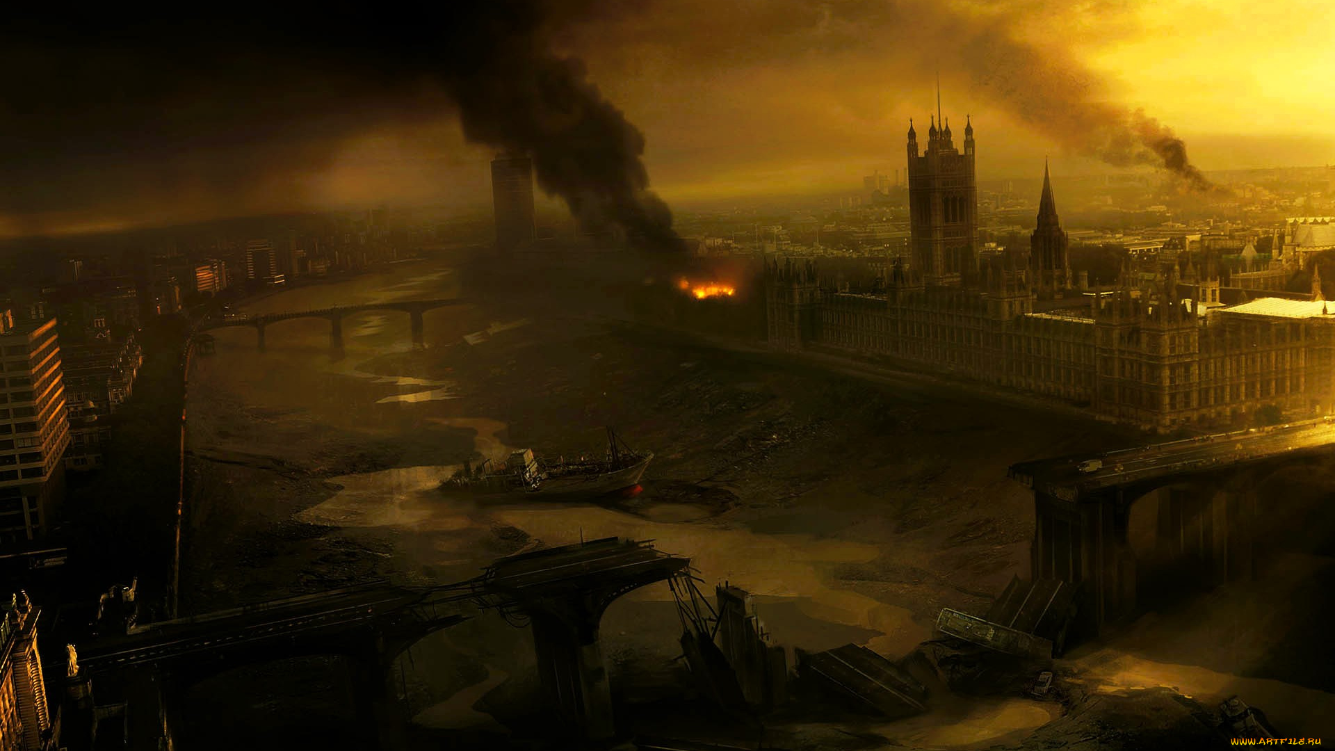 видео, игры, killer, freaks, from, outer, space, лондон, пожар, мост, корабль, река, разрушения