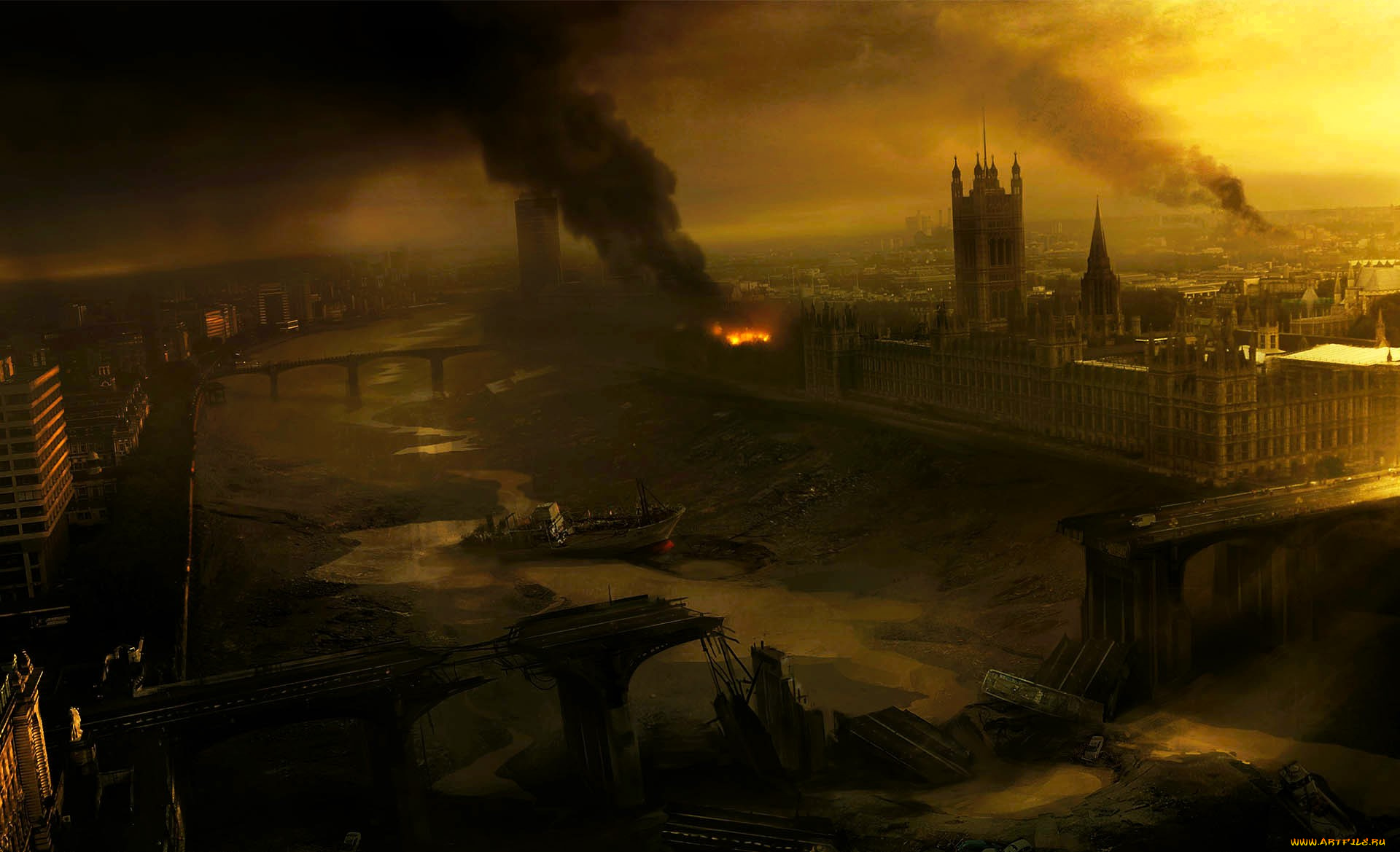 видео, игры, killer, freaks, from, outer, space, лондон, пожар, мост, корабль, река, разрушения