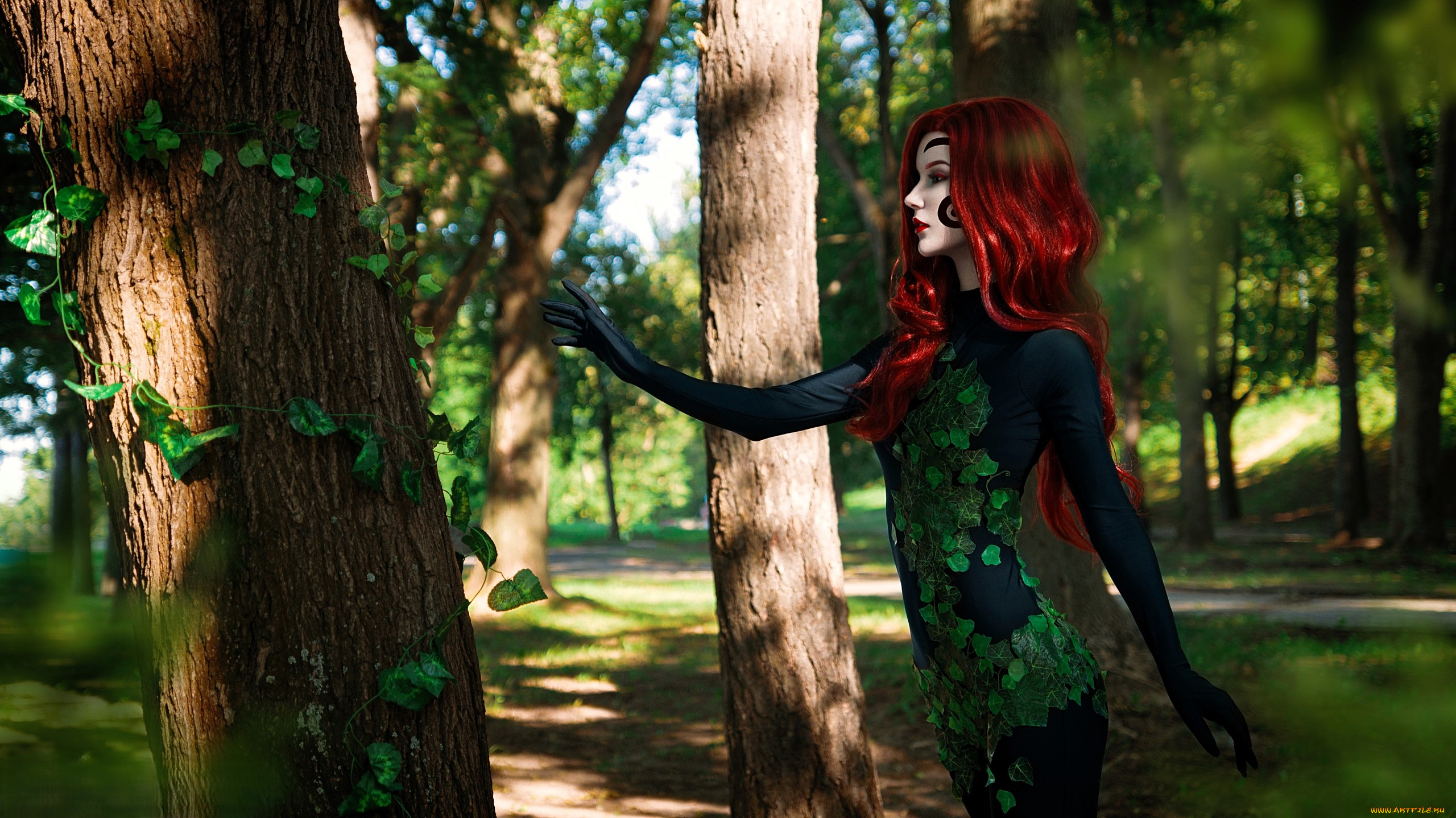 девушки, ксана, станкевич, косплей, образ, наряд, лес, плющ
