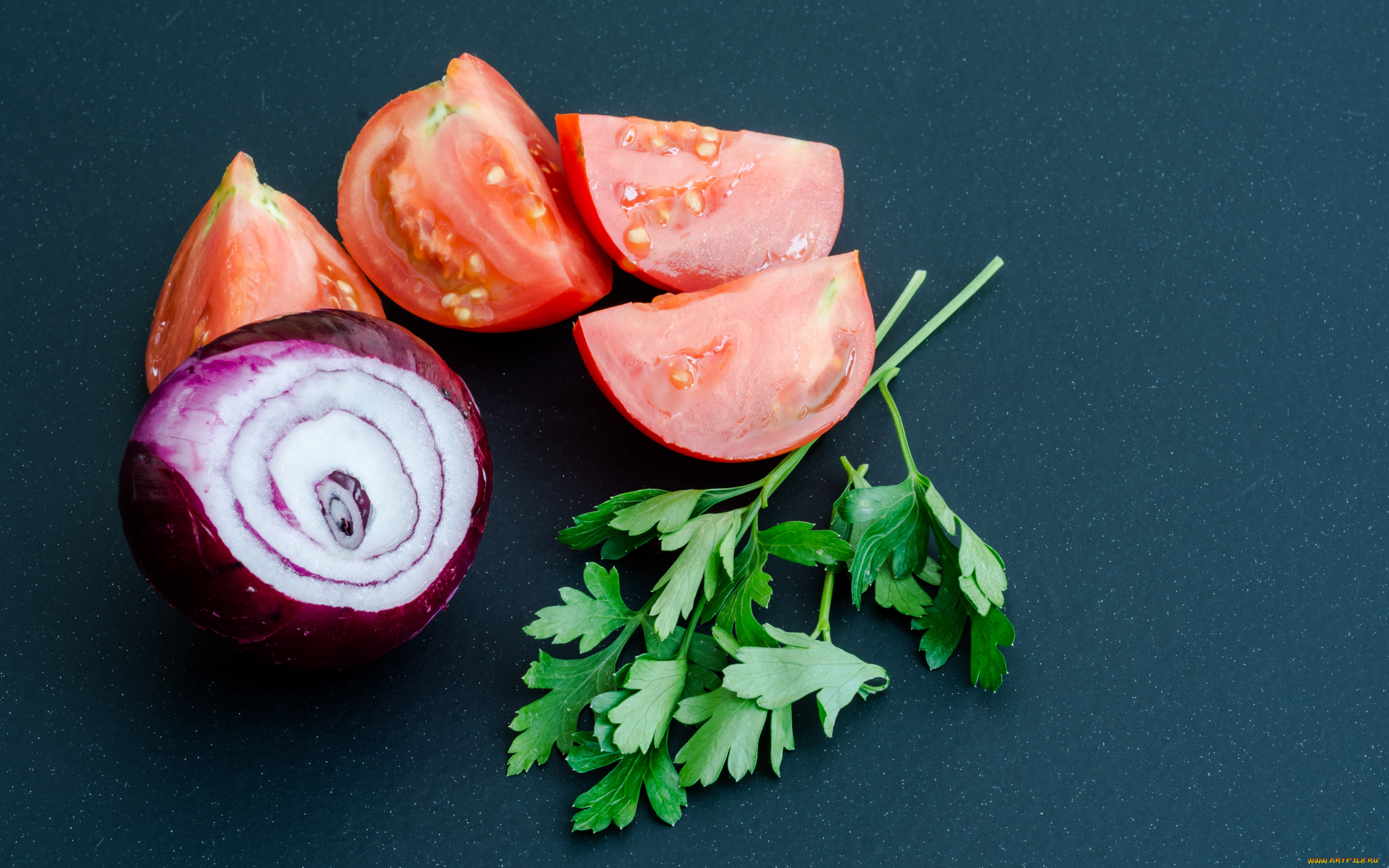 еда, овощи, лук, помидоры, петрушка