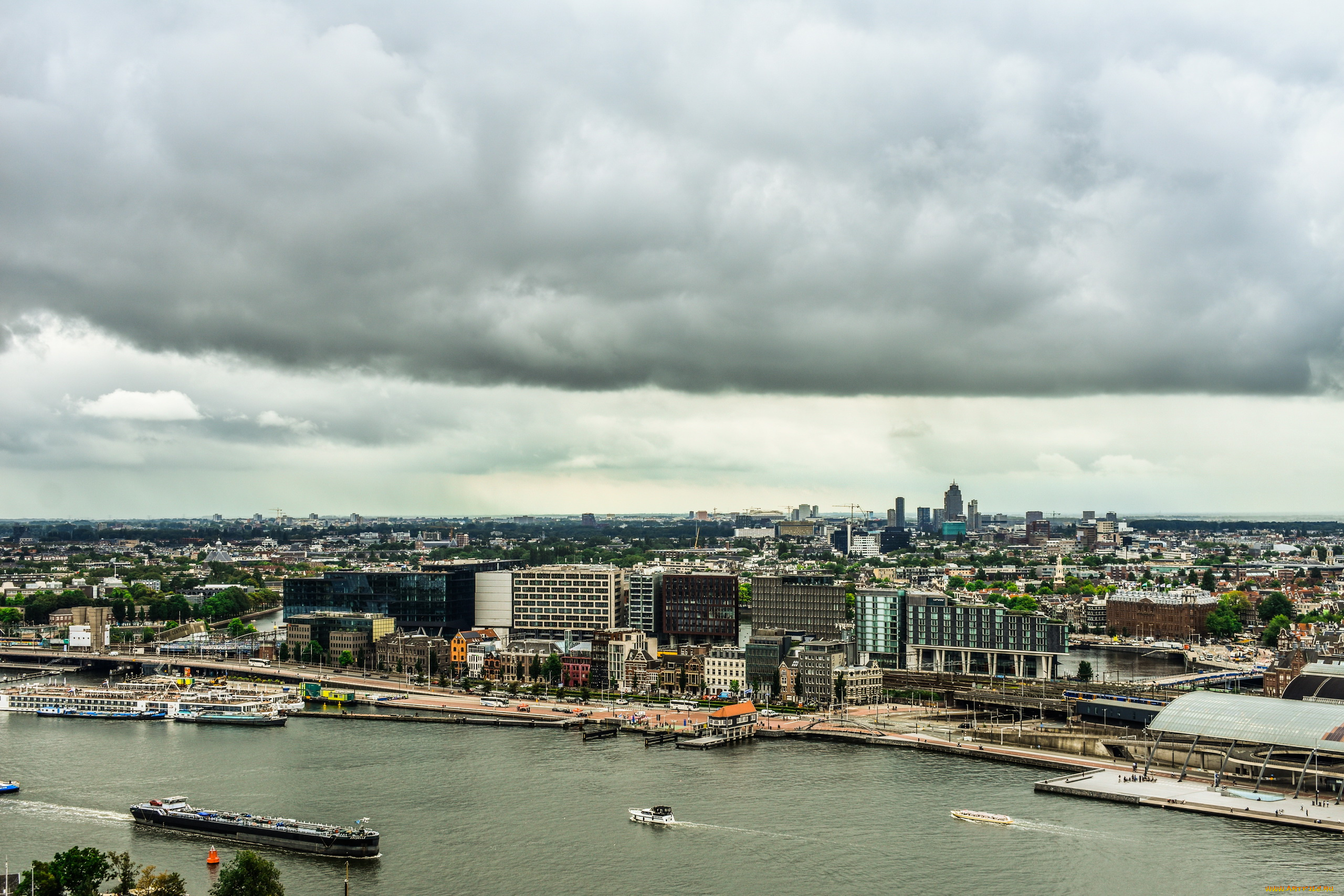 города, амстердам, , нидерланды, панорама