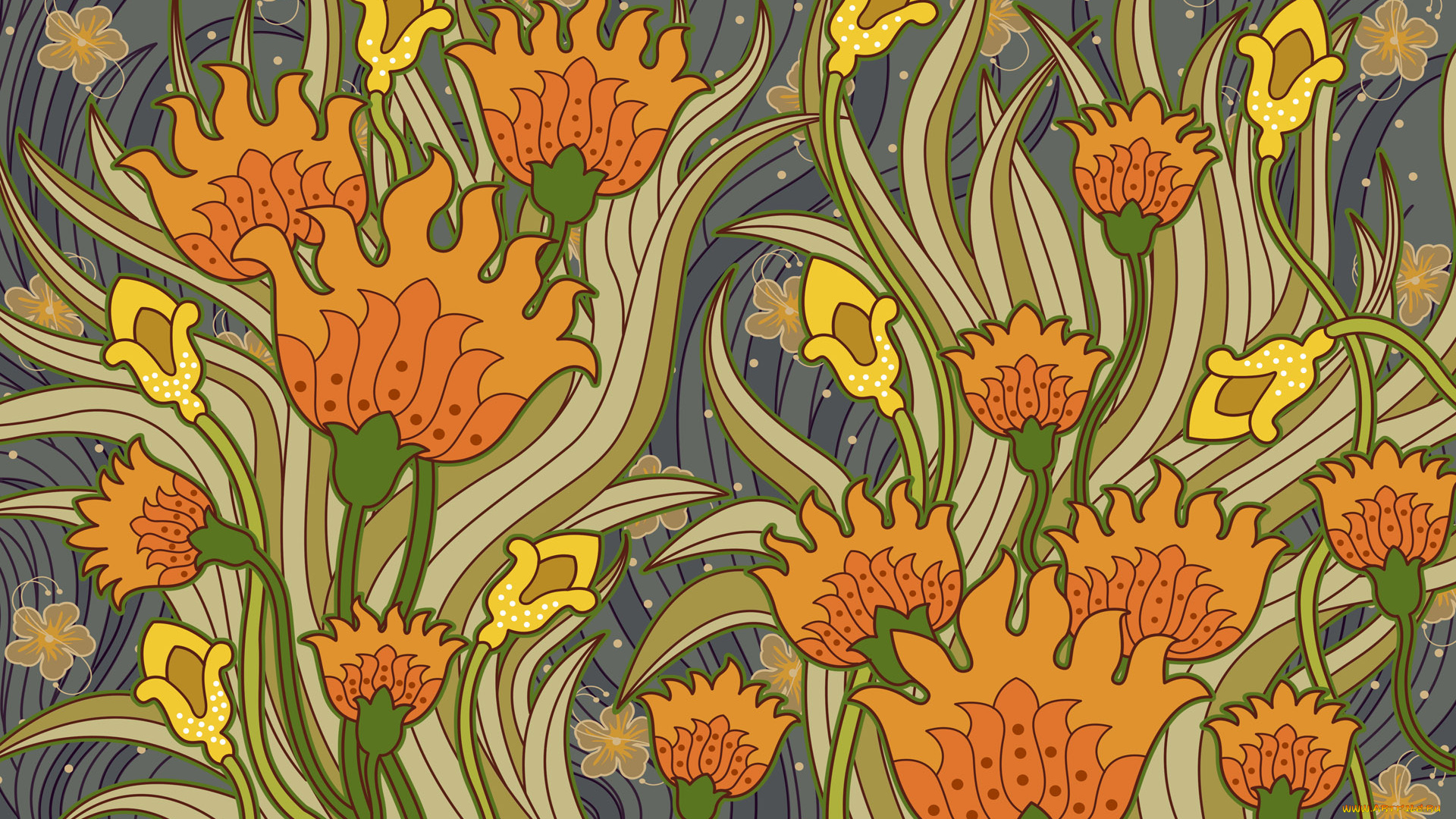 рисованные, цветы