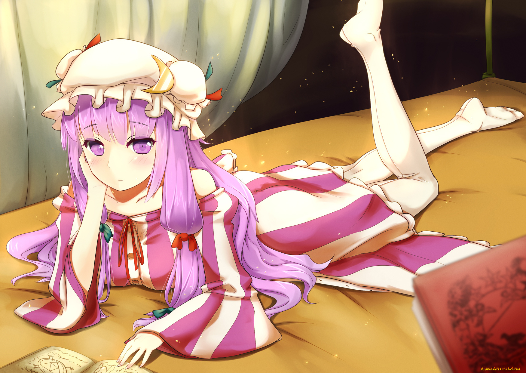 patchouli, knowledge, аниме, touhou, девушка, книга