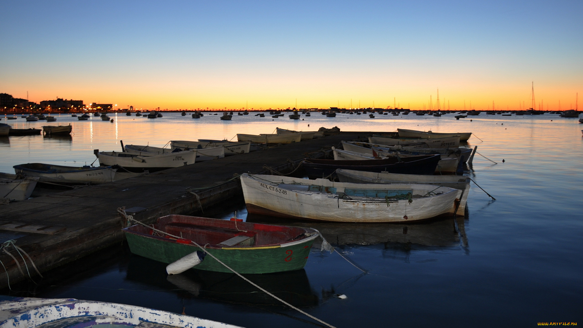 корабли, порты, причалы, закат, лодки