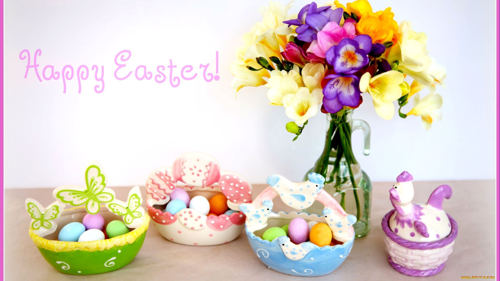праздничные, пасха, яйца, цветы