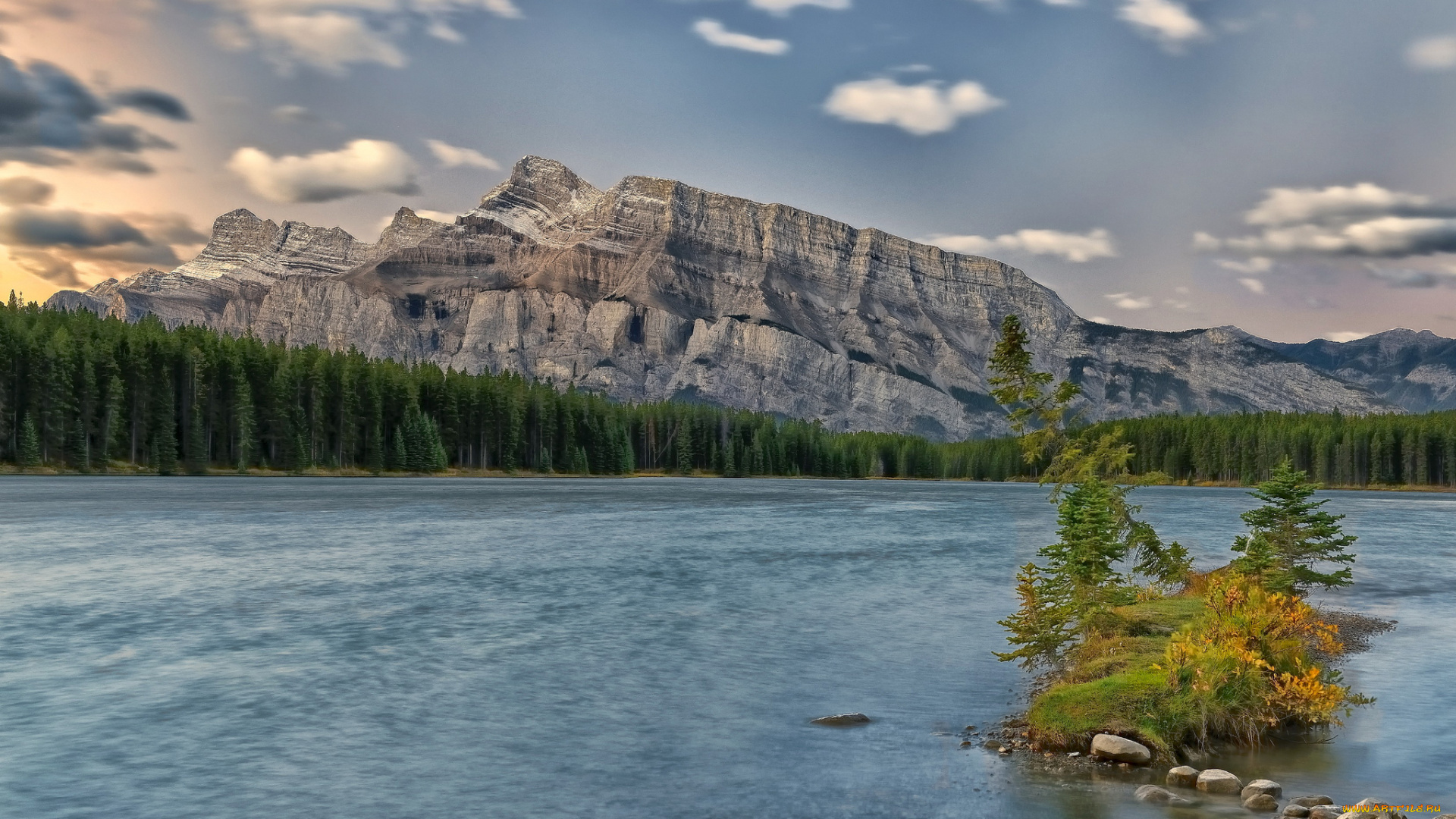 banff, national, park, alberta, canada, природа, реки, озера, банф, альберта, канада, озеро, горы, лес, mount, rundle, two, jack, lake