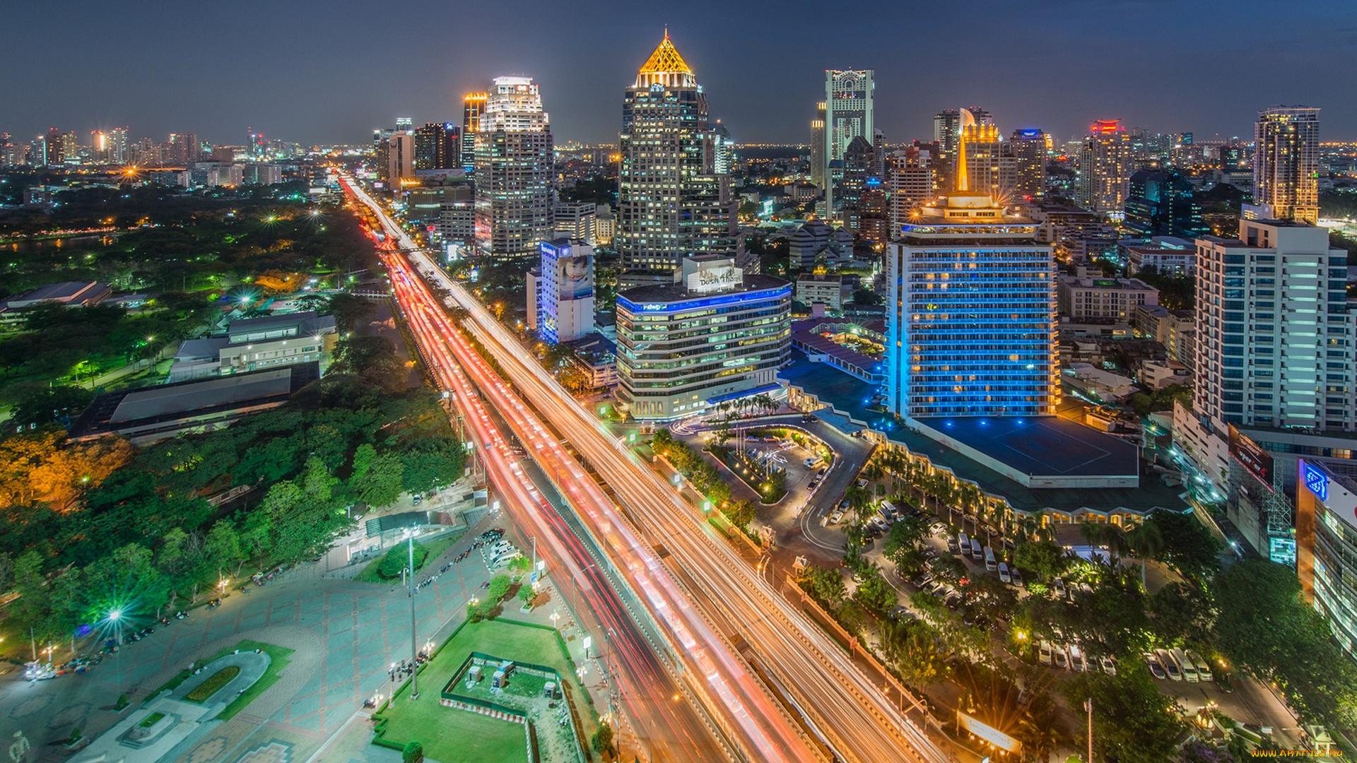 города, бангкок, таиланд, hdr, огни