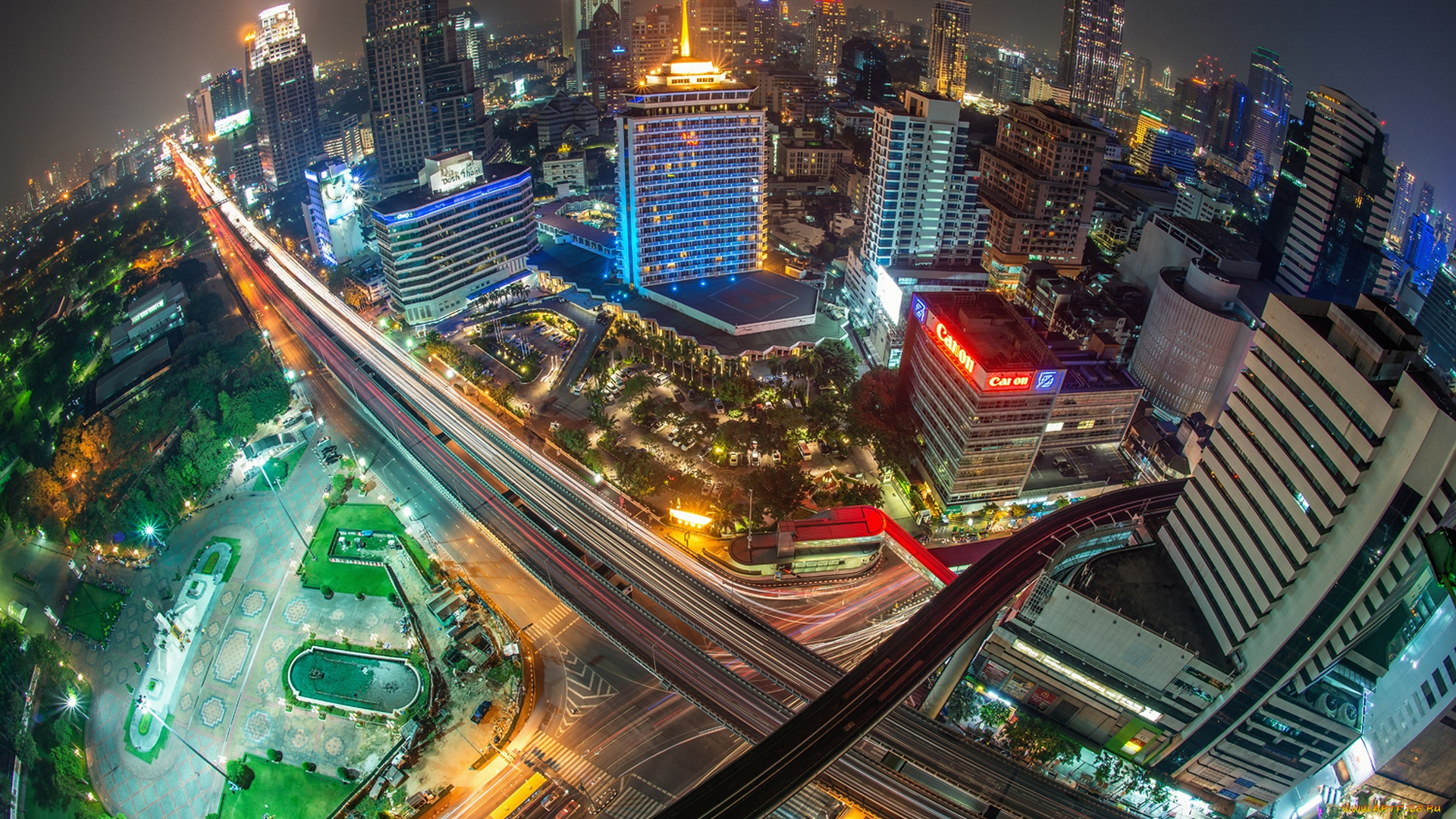 города, бангкок, таиланд, панорама, вид, сверху