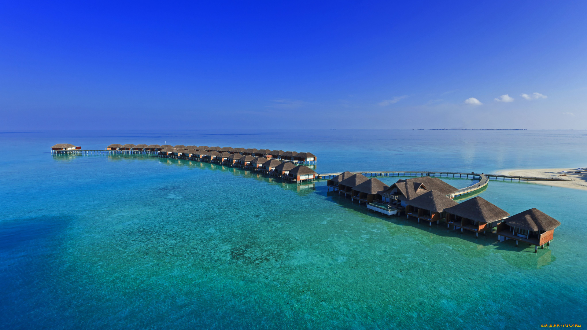 пейзаж, природа, моря, океаны, домики, на, воде, мостик, мальдивы
