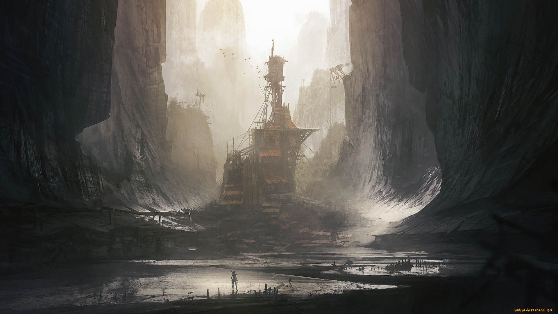 tomb, raider, 2013, видео, игры, скалы, фан-арт