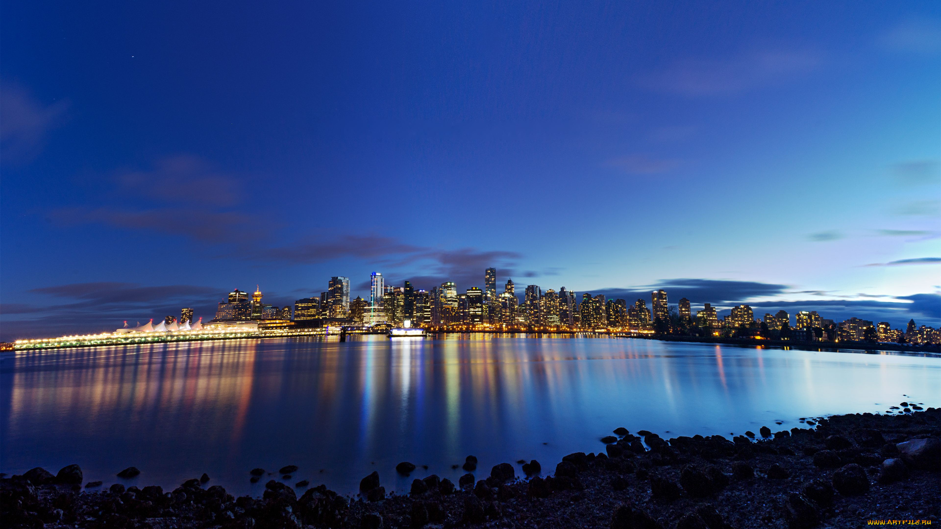 vancouver, british, columbia, canada, города, ванкувер, канада, ночной, город