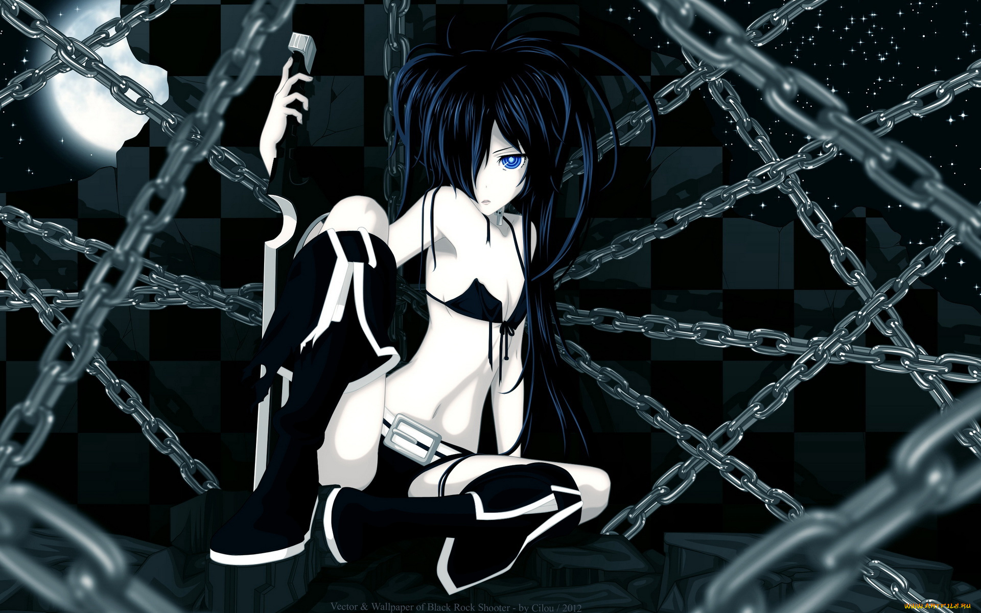 аниме, black, rock, shooter, девушка