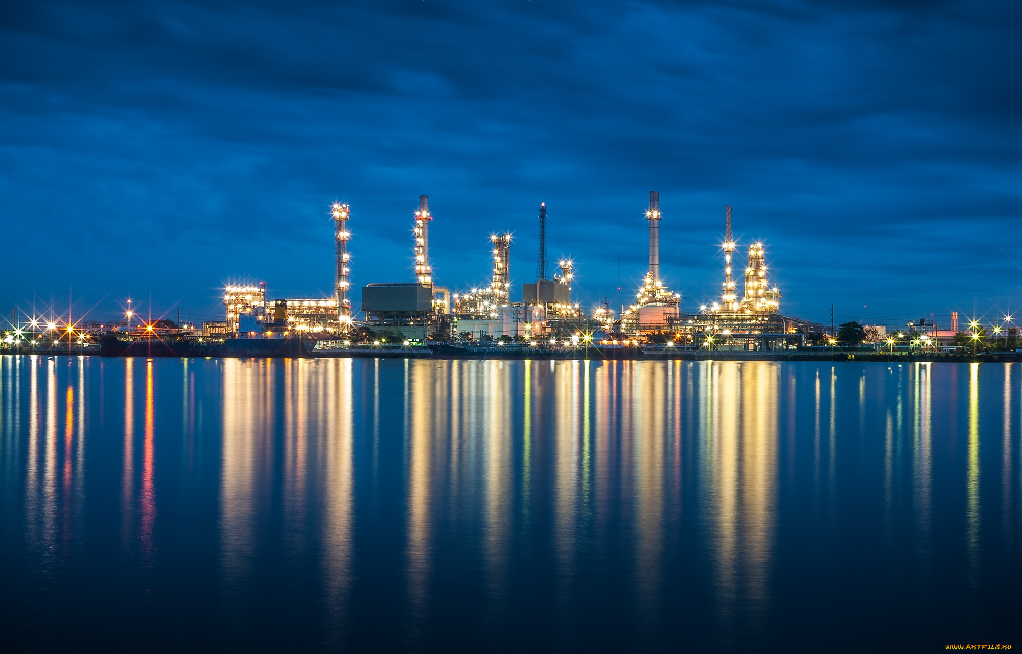 города, бангкок, таиланд, отражение, промышленность, предприятие