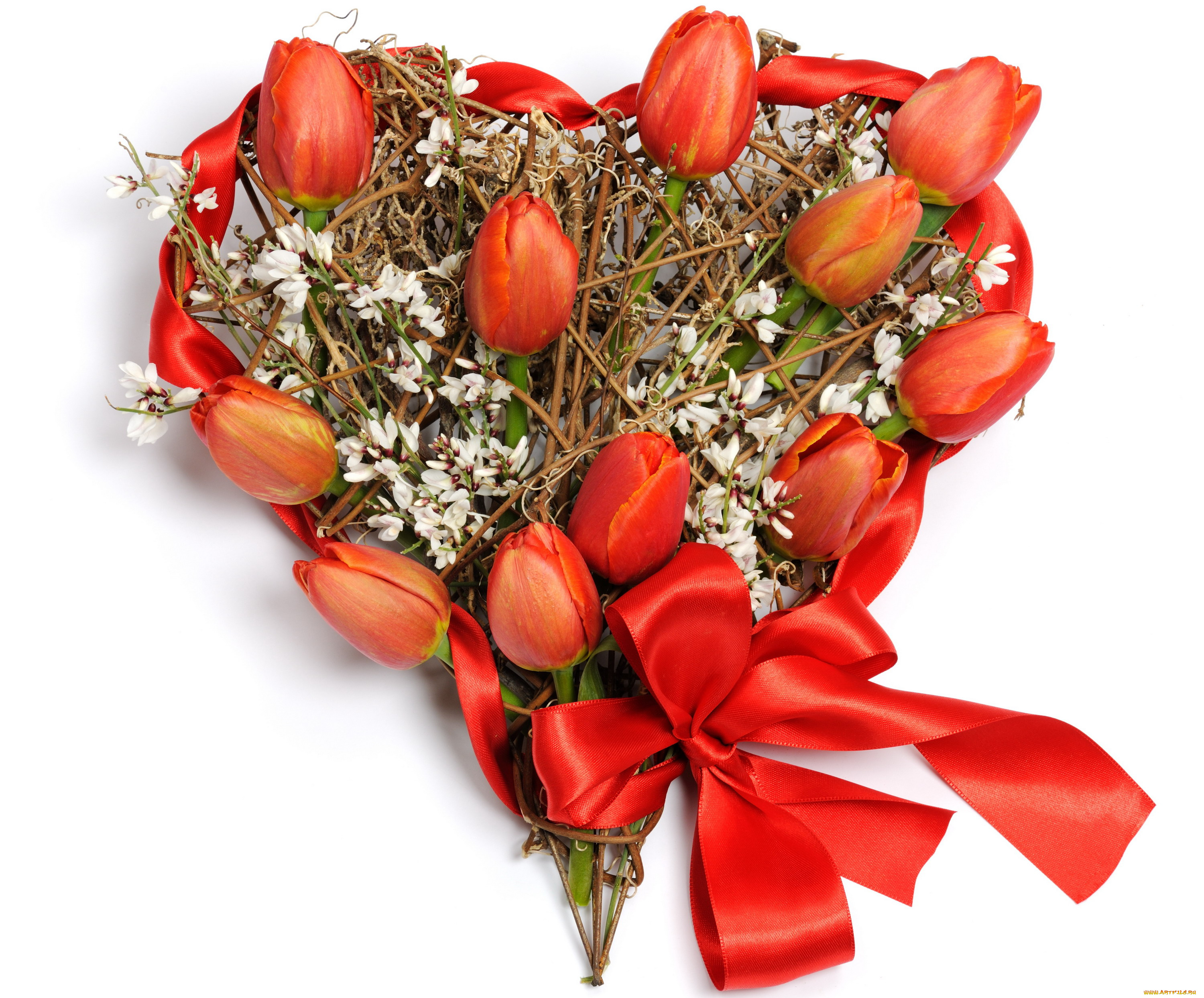цветы, букеты, композиции, сердечко, лента, бант