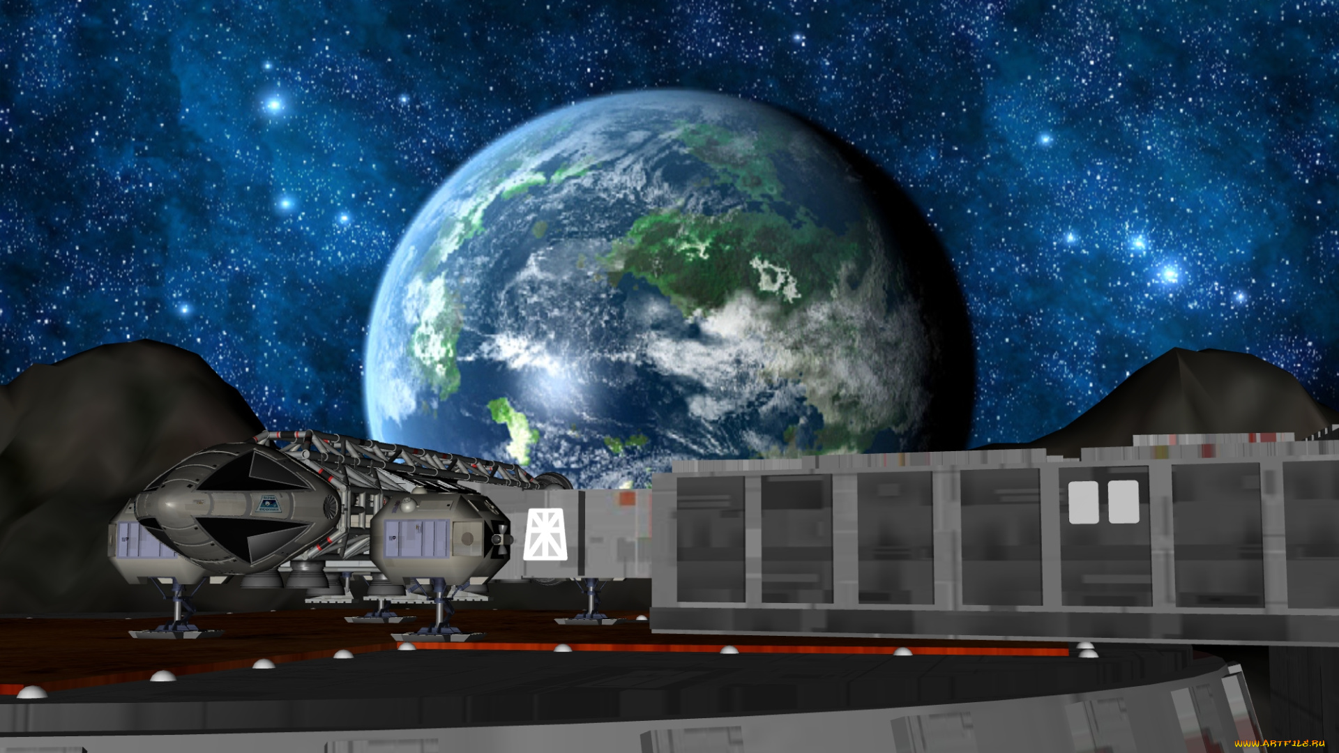 3д, графика, fantasy, , фантазия, планета, космический, корабль