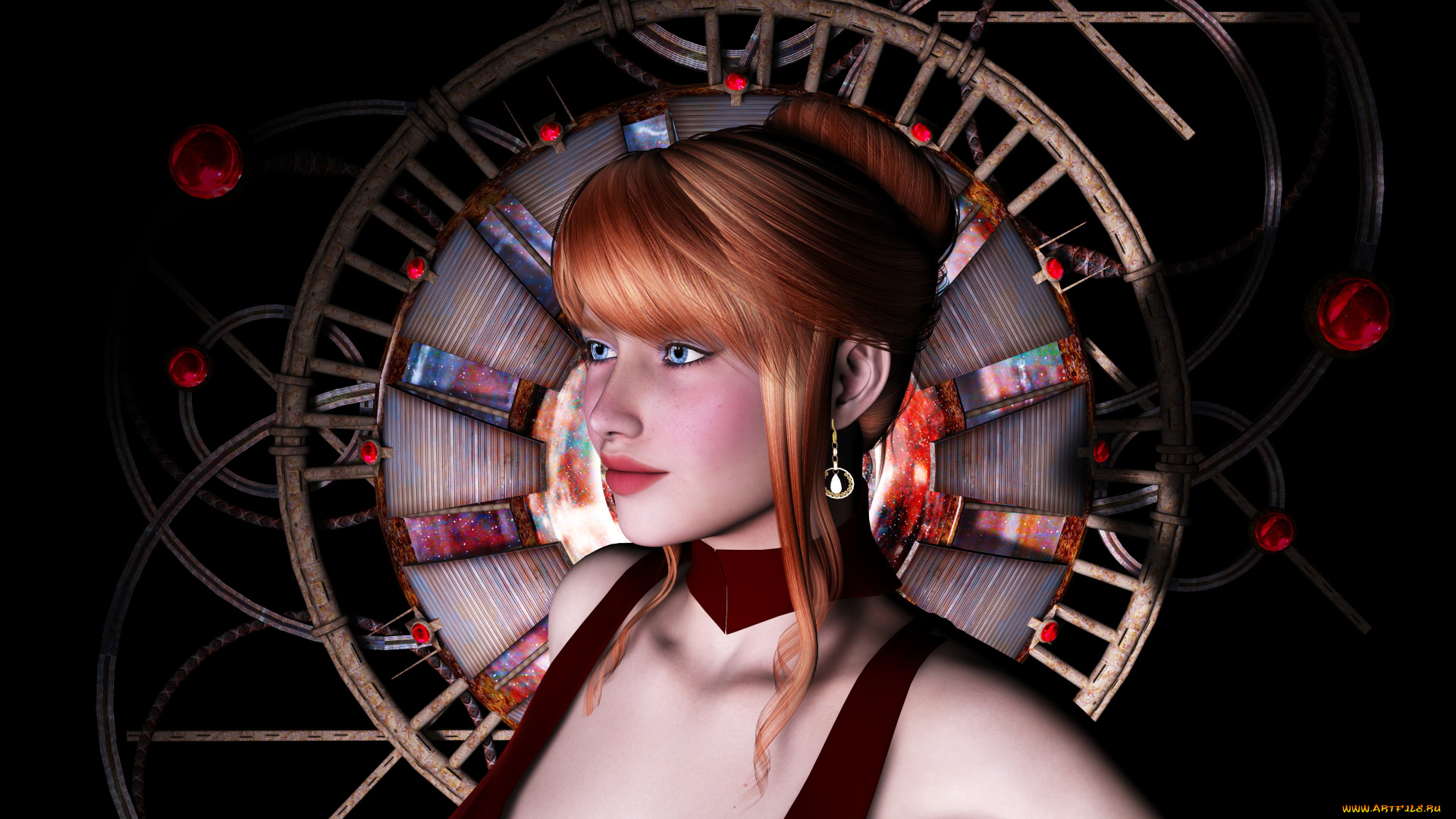 3д, графика, people, , люди, взгляд, рыжая, девушка, 3d