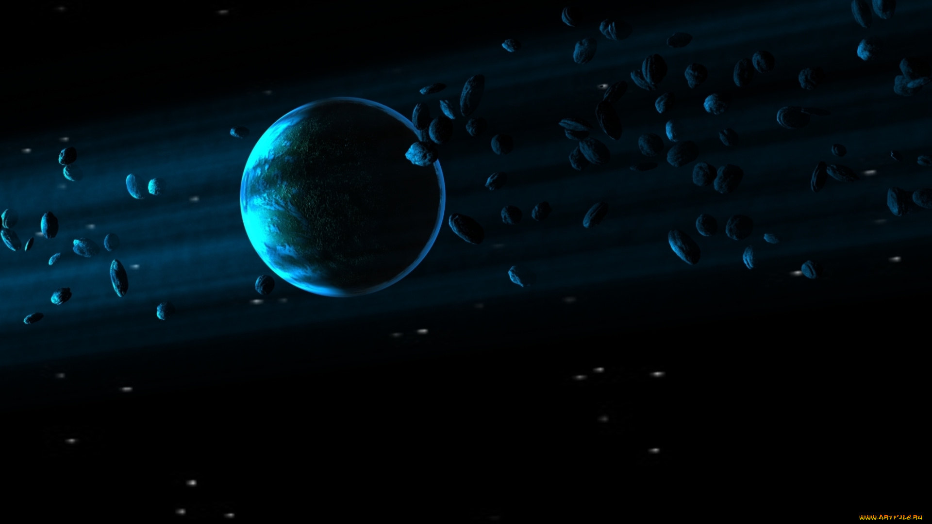 космос, арт, sci, fi, planet, blue