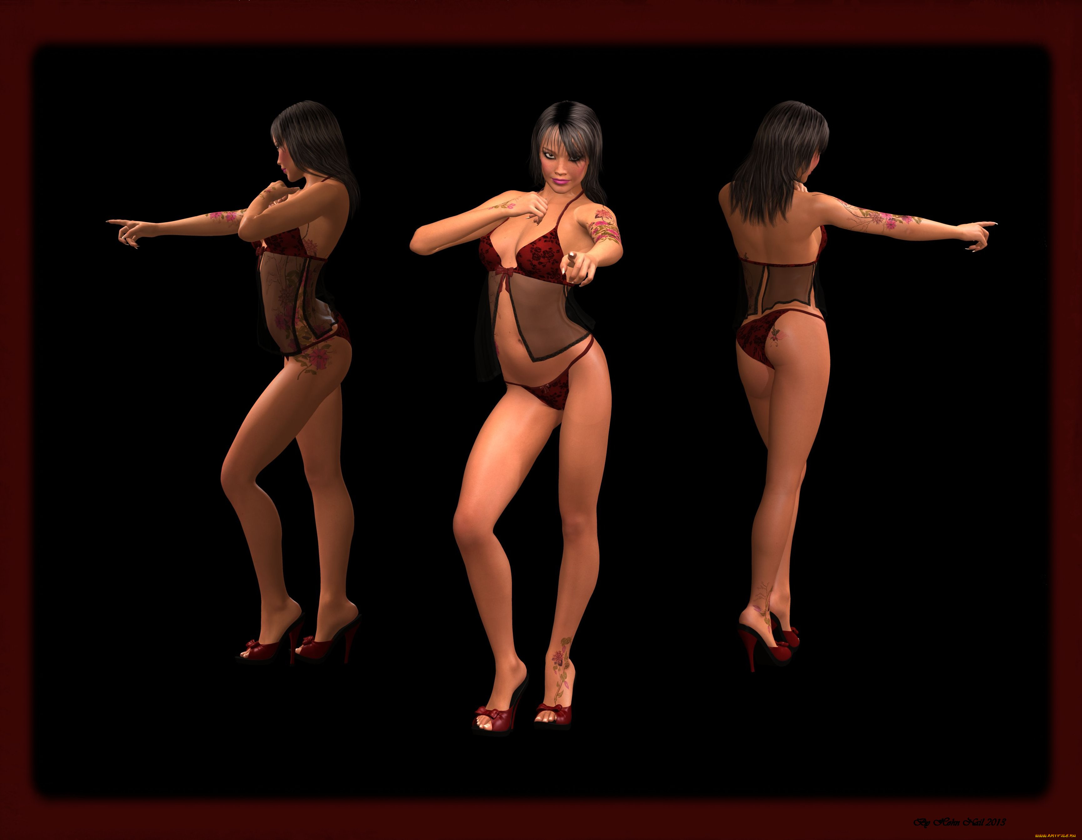 3д, графика, people, , люди, тату, взгляд, девушки