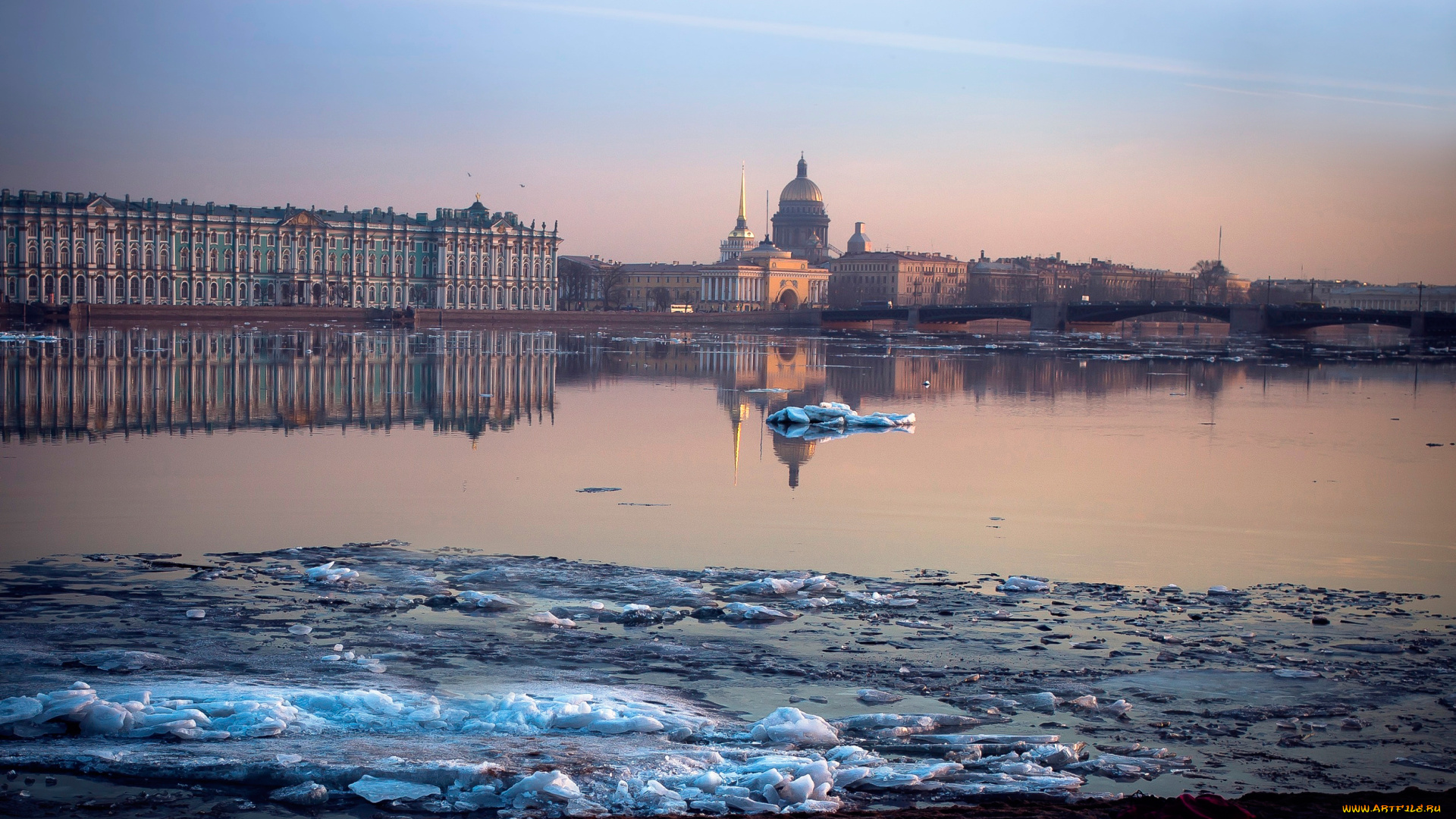 города, санкт-петербург, , петергоф, , россия, весна, лед, нива, эрмитаж, вид