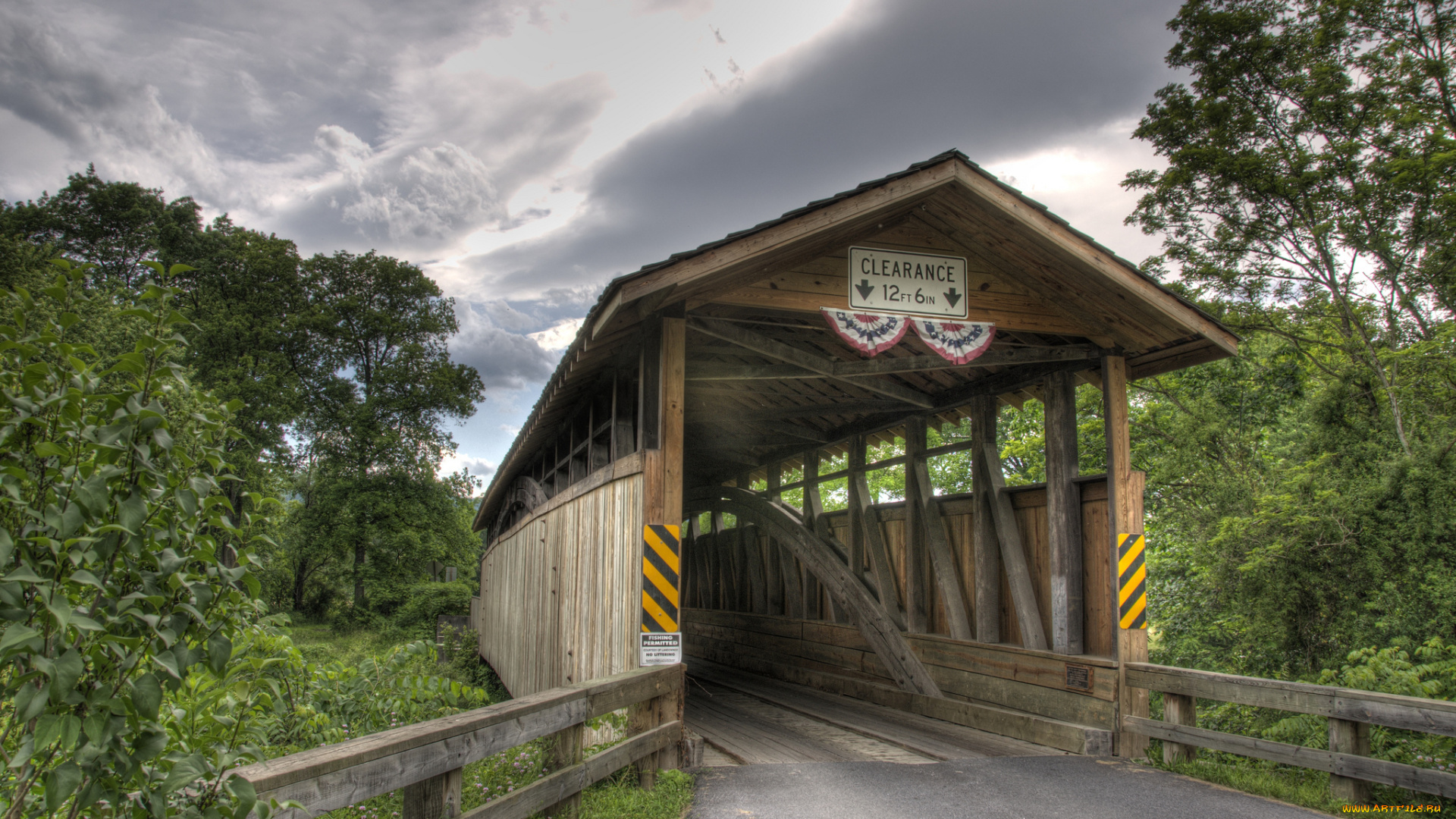 природа, дороги, река, мост, лес