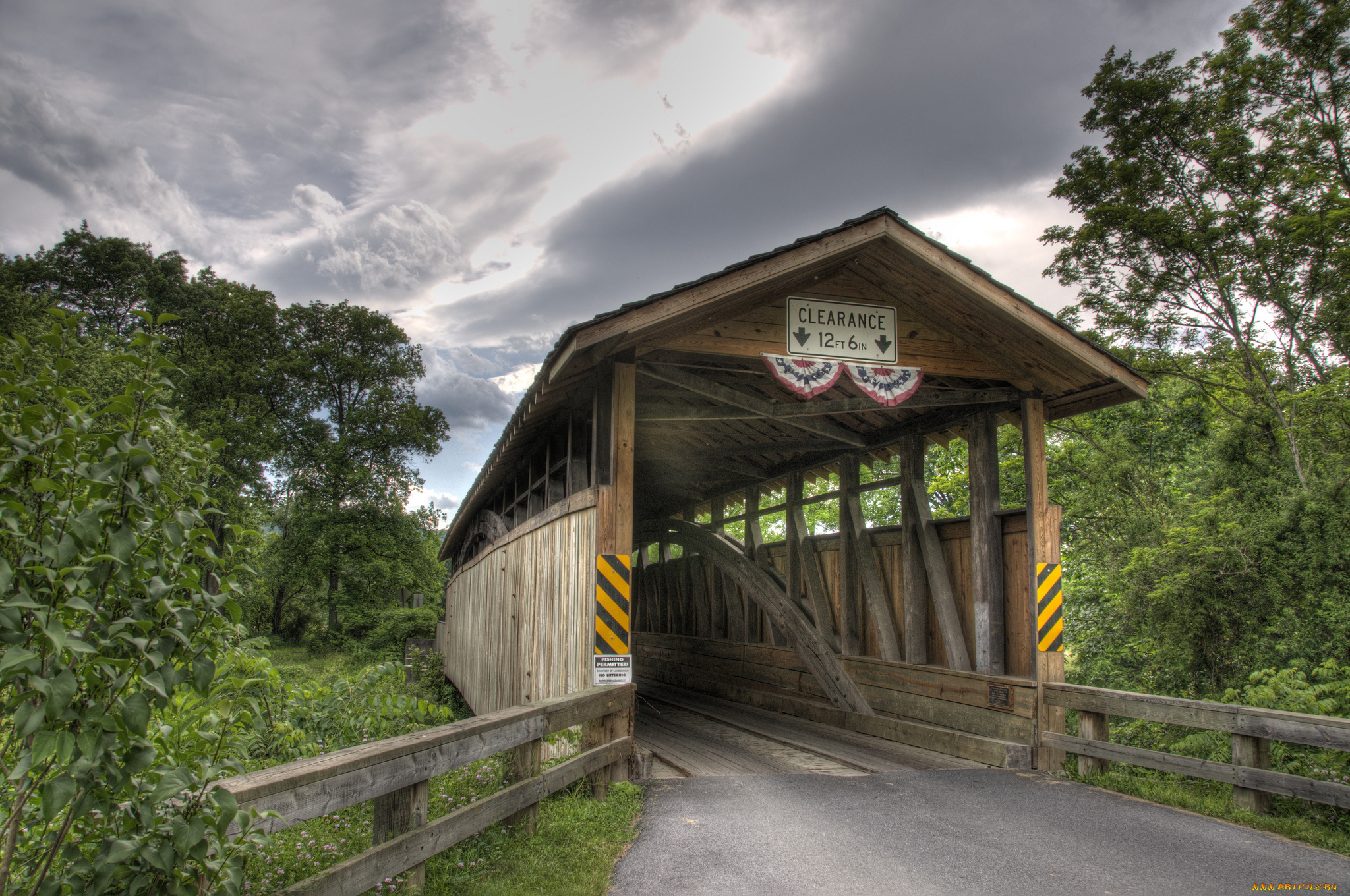 природа, дороги, река, мост, лес