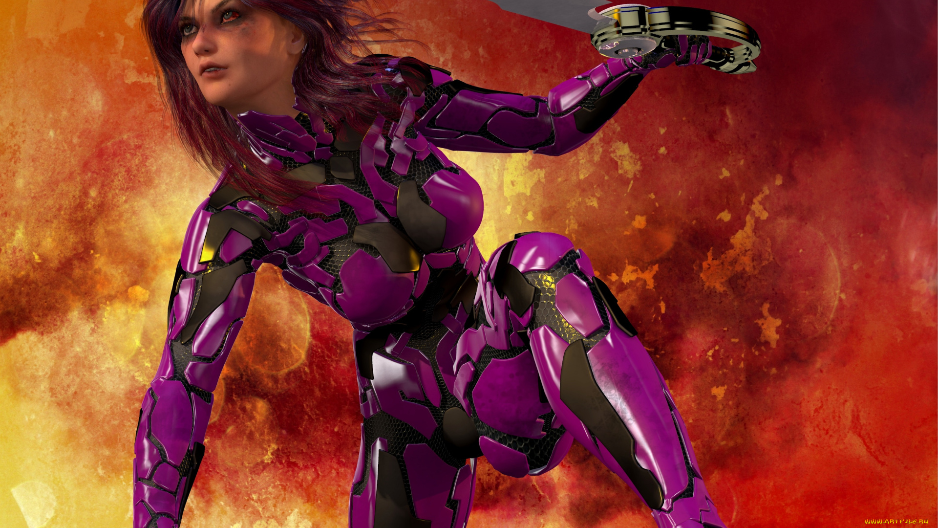 3д, графика, фантазия, , fantasy, девушка, взгляд, фон, оружие