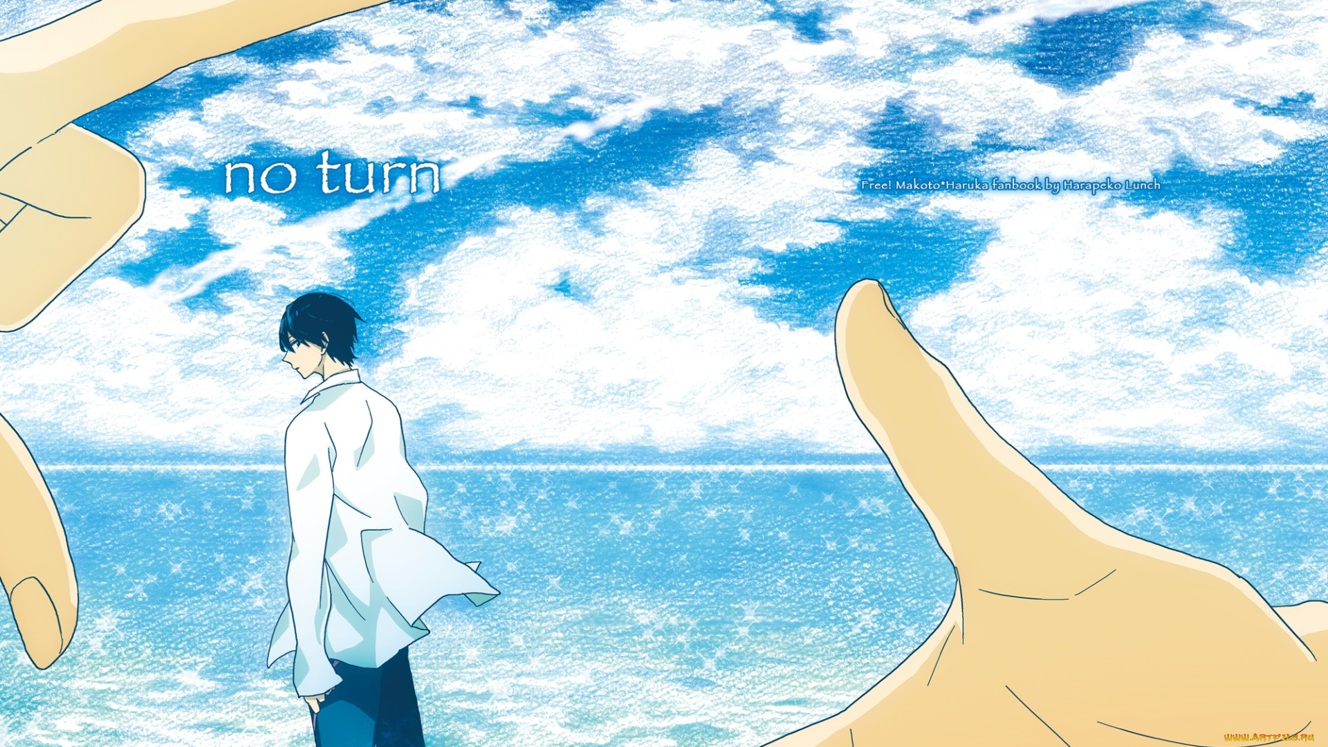 аниме, free, море, парень