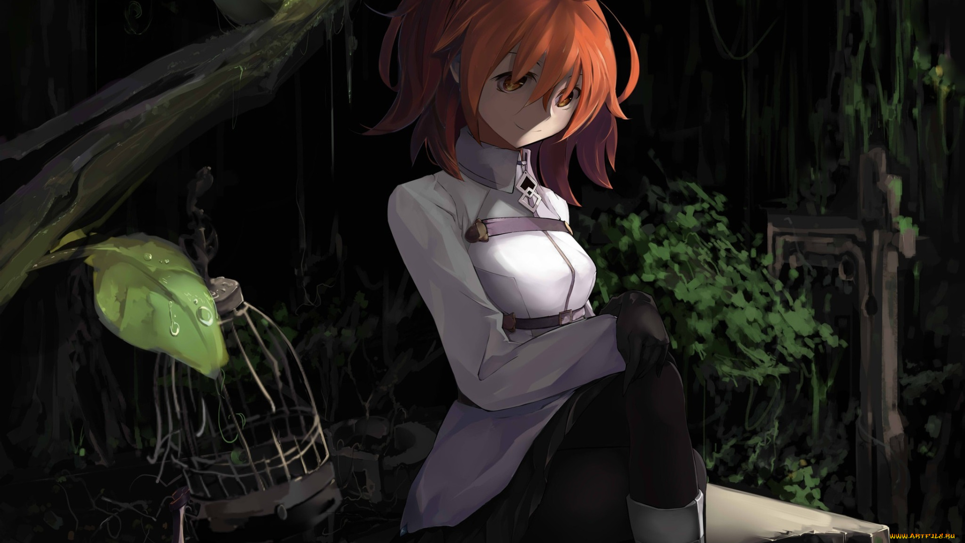 аниме, unknown, , другое, лес, девочка