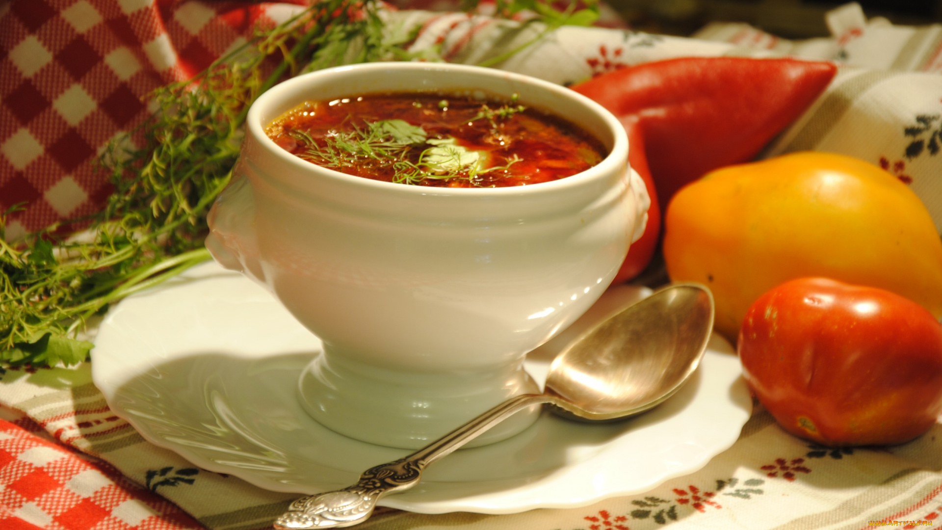 еда, первые, блюда, овощи, борщ, зелень