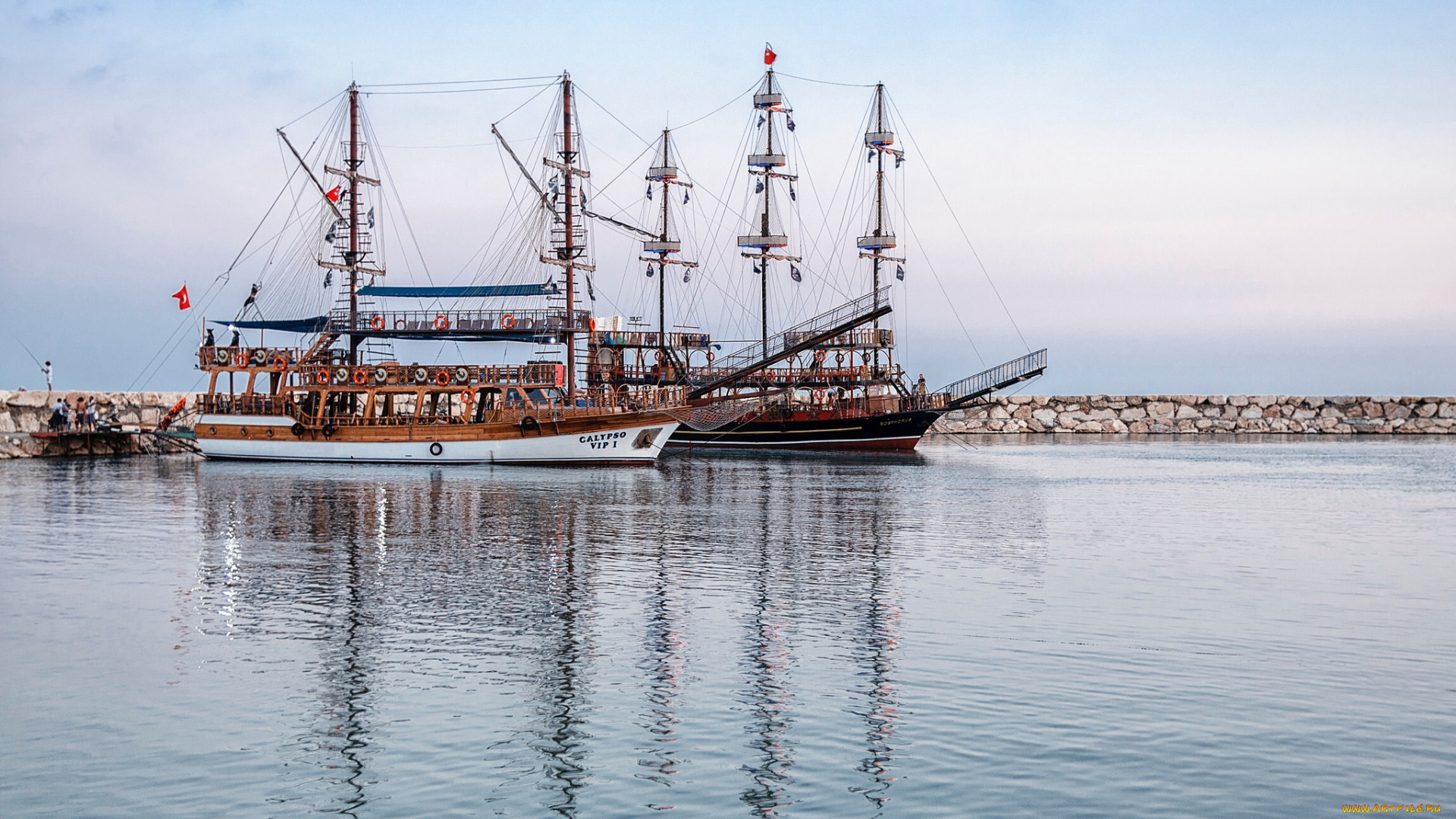 корабли, парусники, паруса, мачты