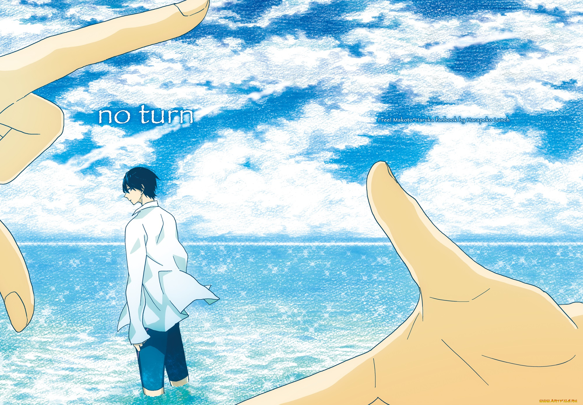 аниме, free, море, парень