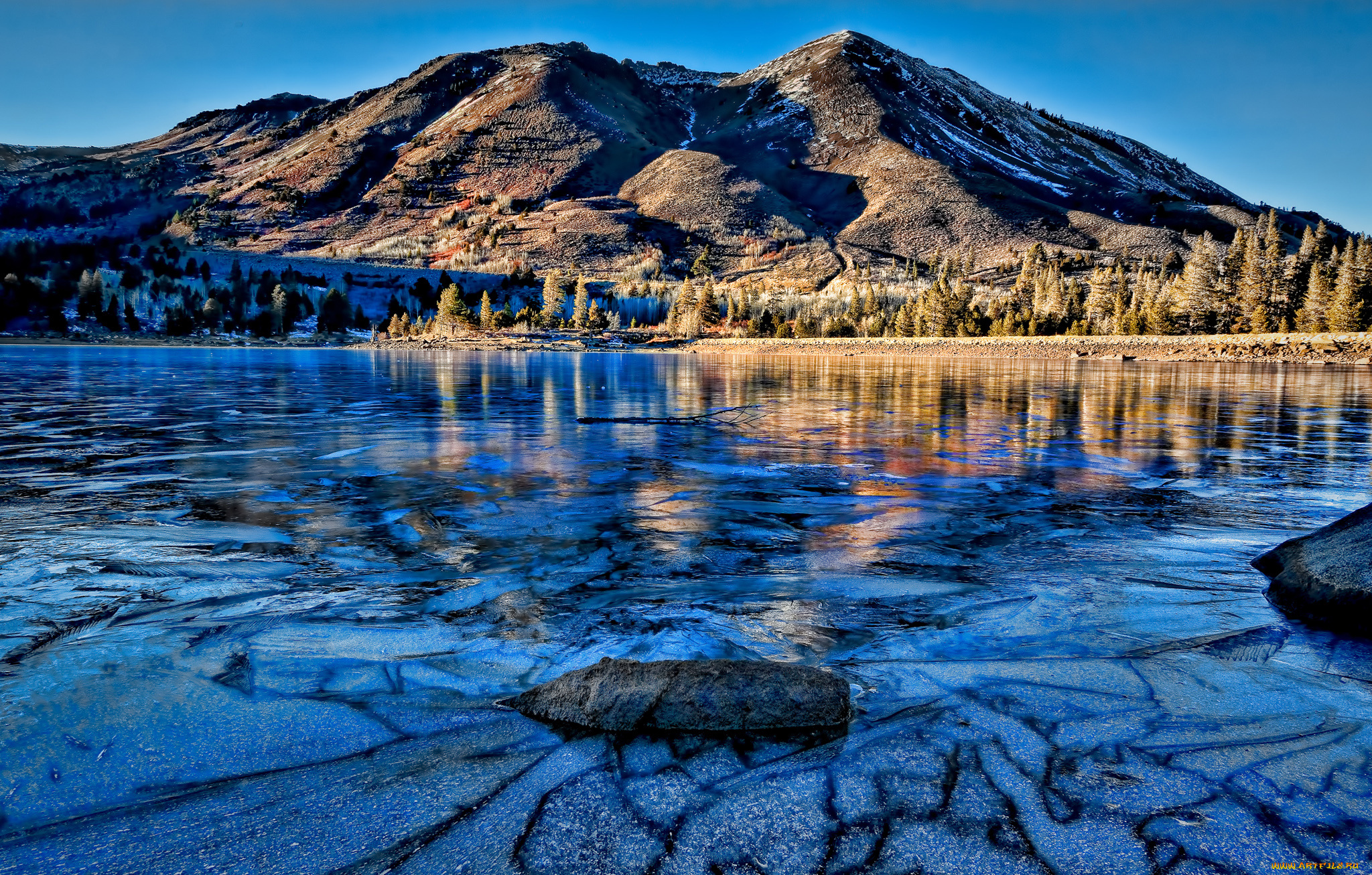 природа, реки, озера, камень, озеро, горы, небо, деревья