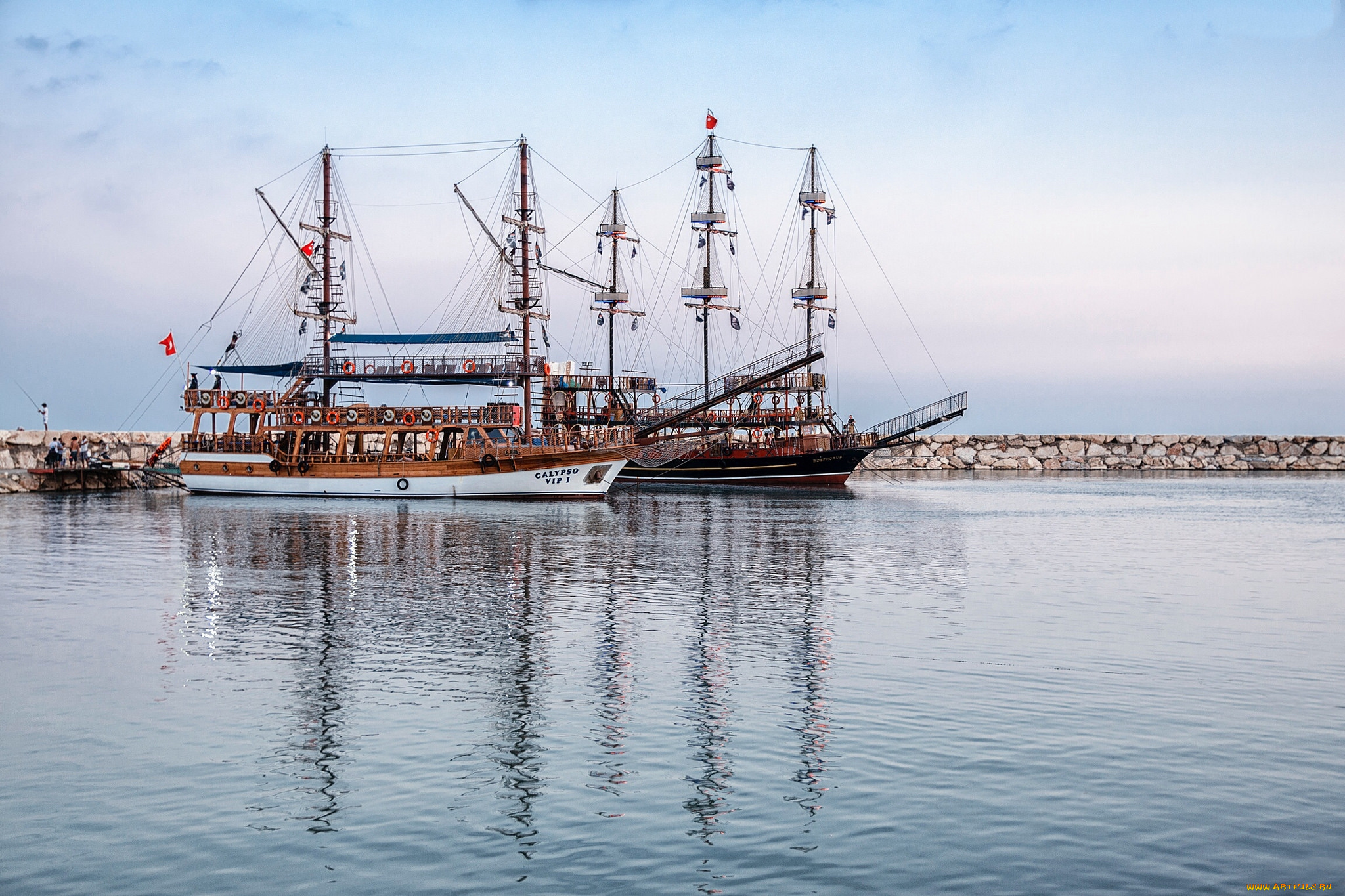 корабли, парусники, паруса, мачты