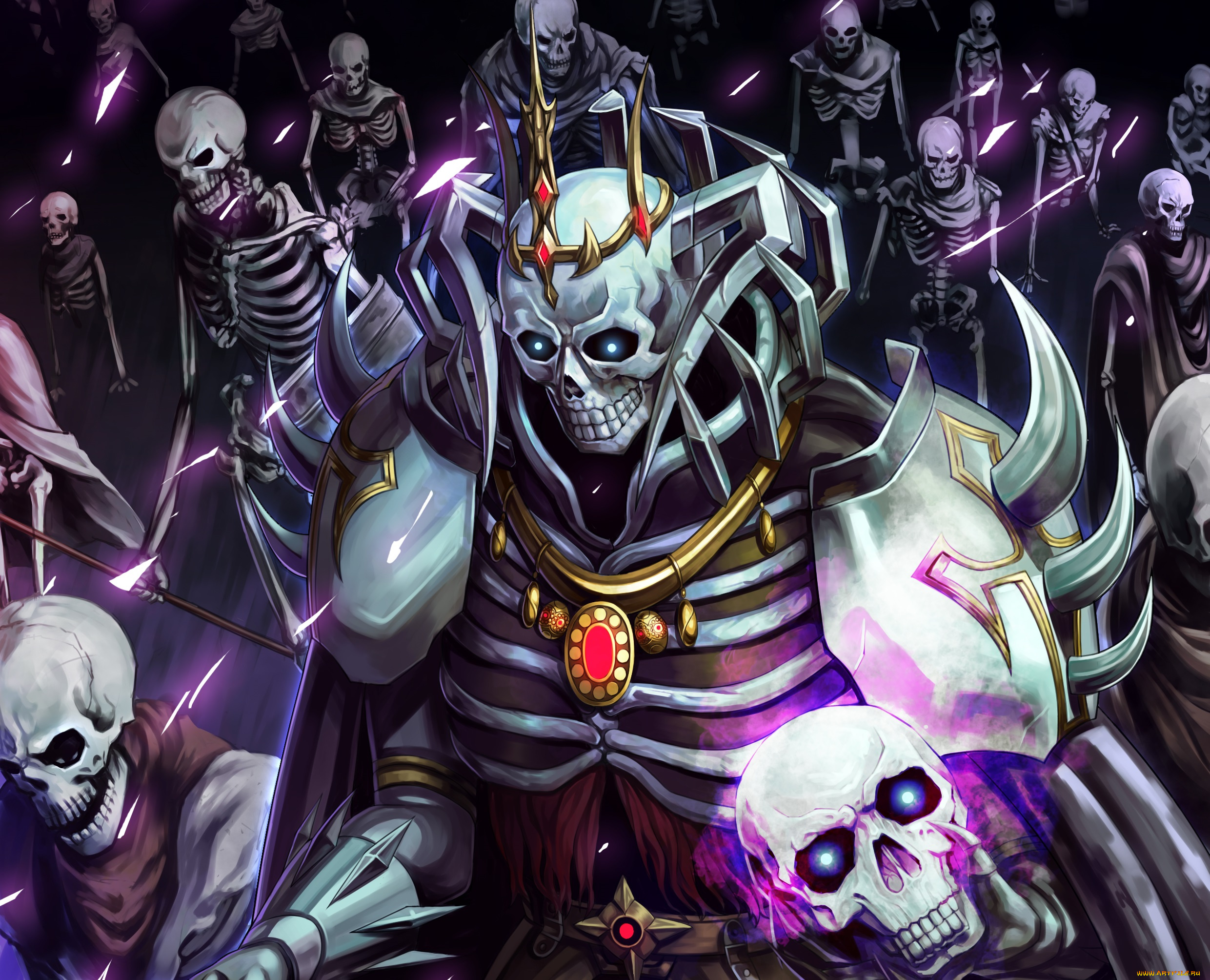 аниме, магия, , колдовство, , halloween, скелеты, нежить