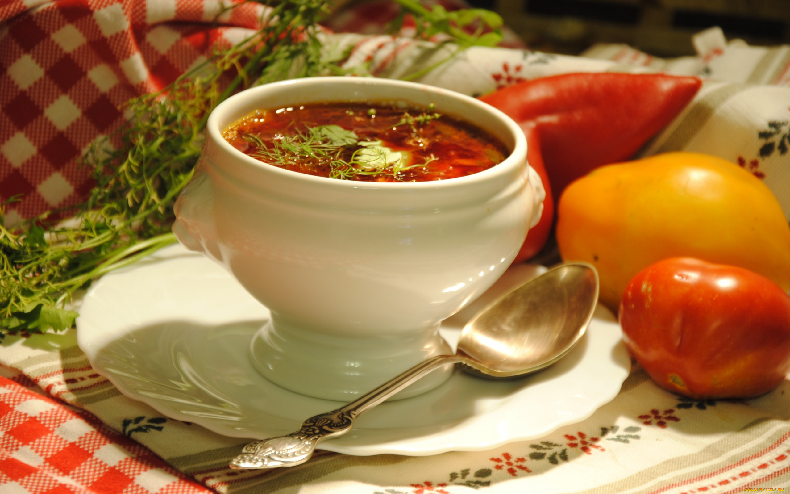 еда, первые, блюда, овощи, борщ, зелень