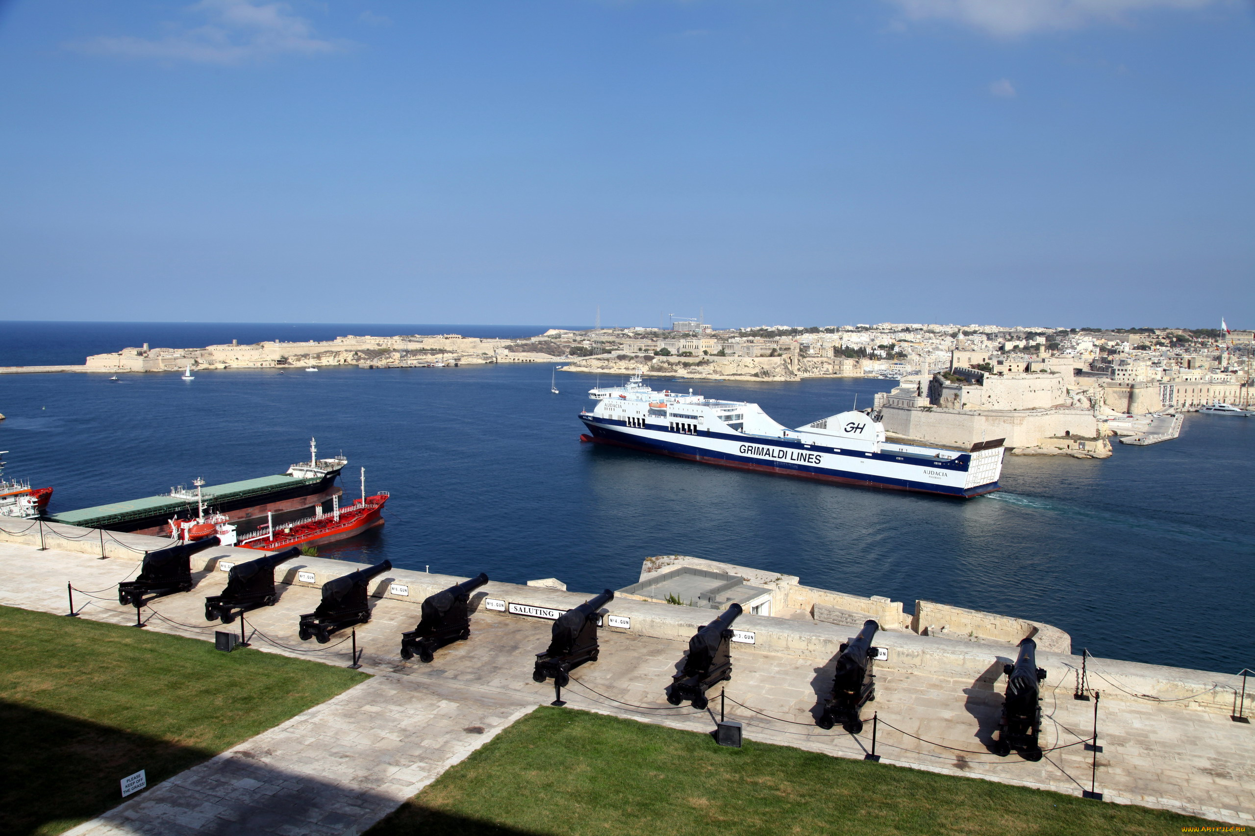 корабли, грузовые, суда, залив, пушки