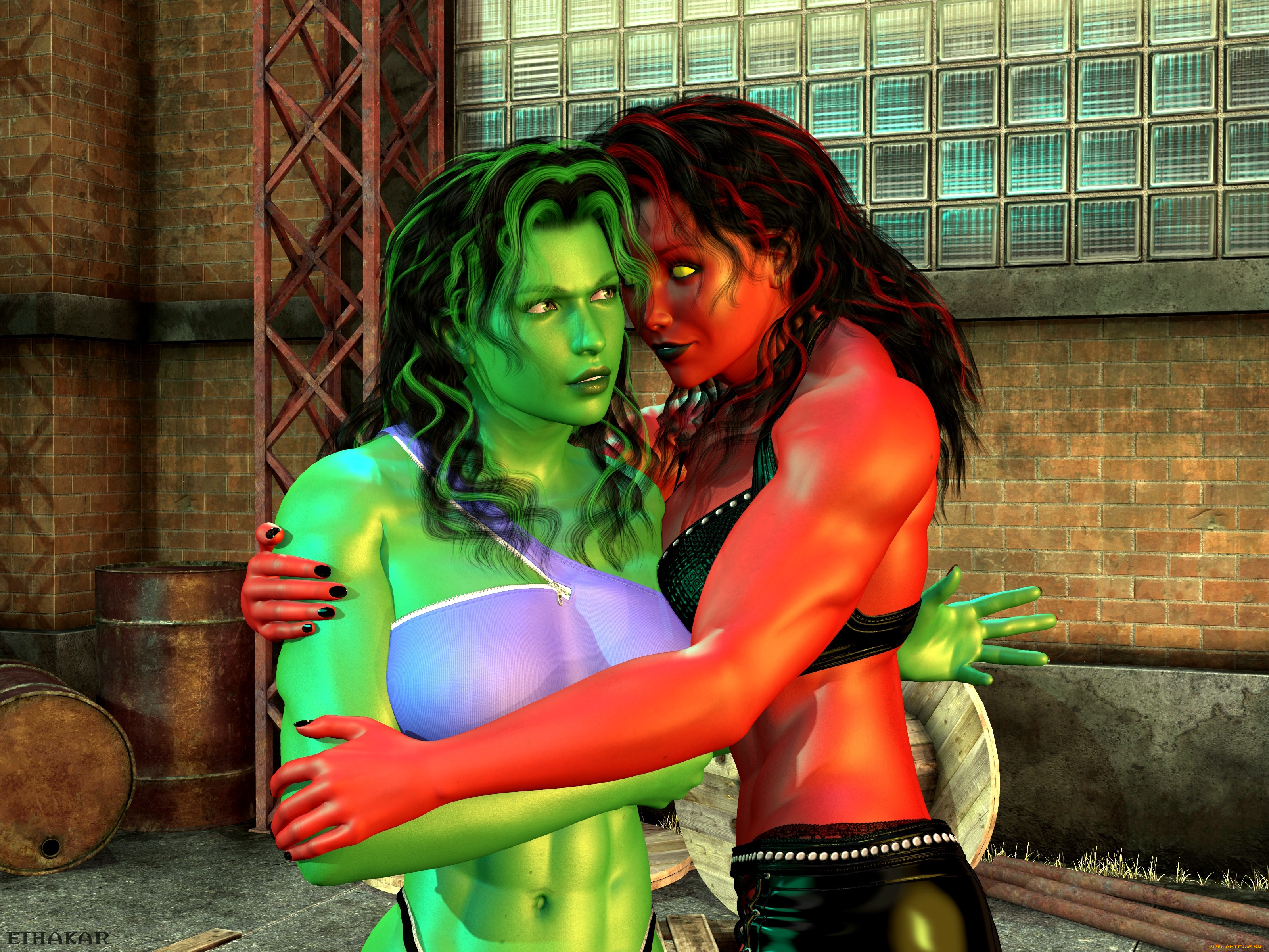 3д, графика, существа, , creatures, халки, взгляд, фон