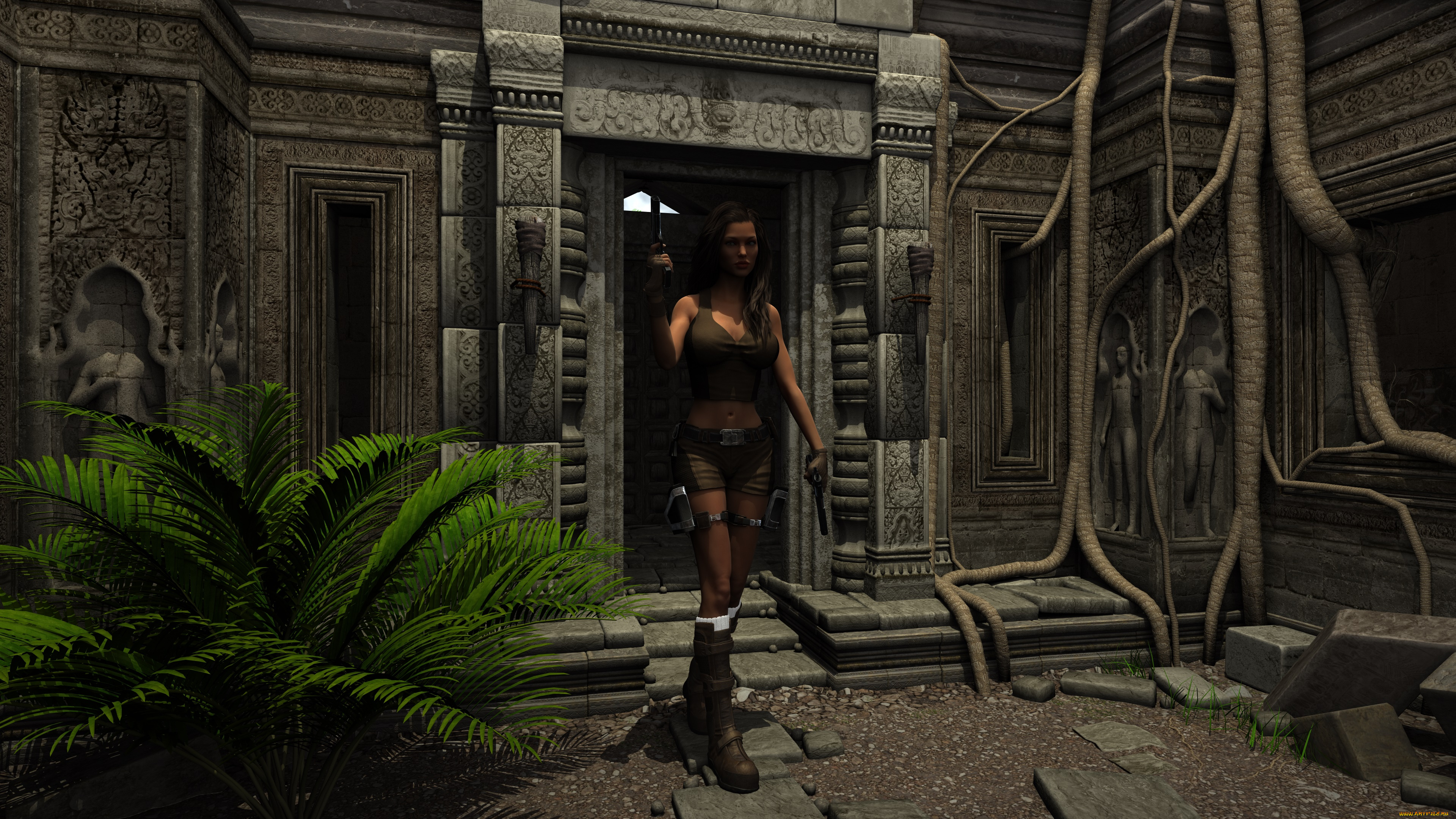 3д, графика, фантазия, , fantasy, фон, взгляд, девушка, оружие