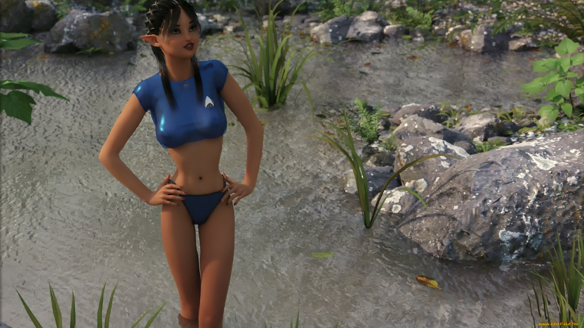 3д, графика, эльфы, , elves, фон, взгляд, эльфийка