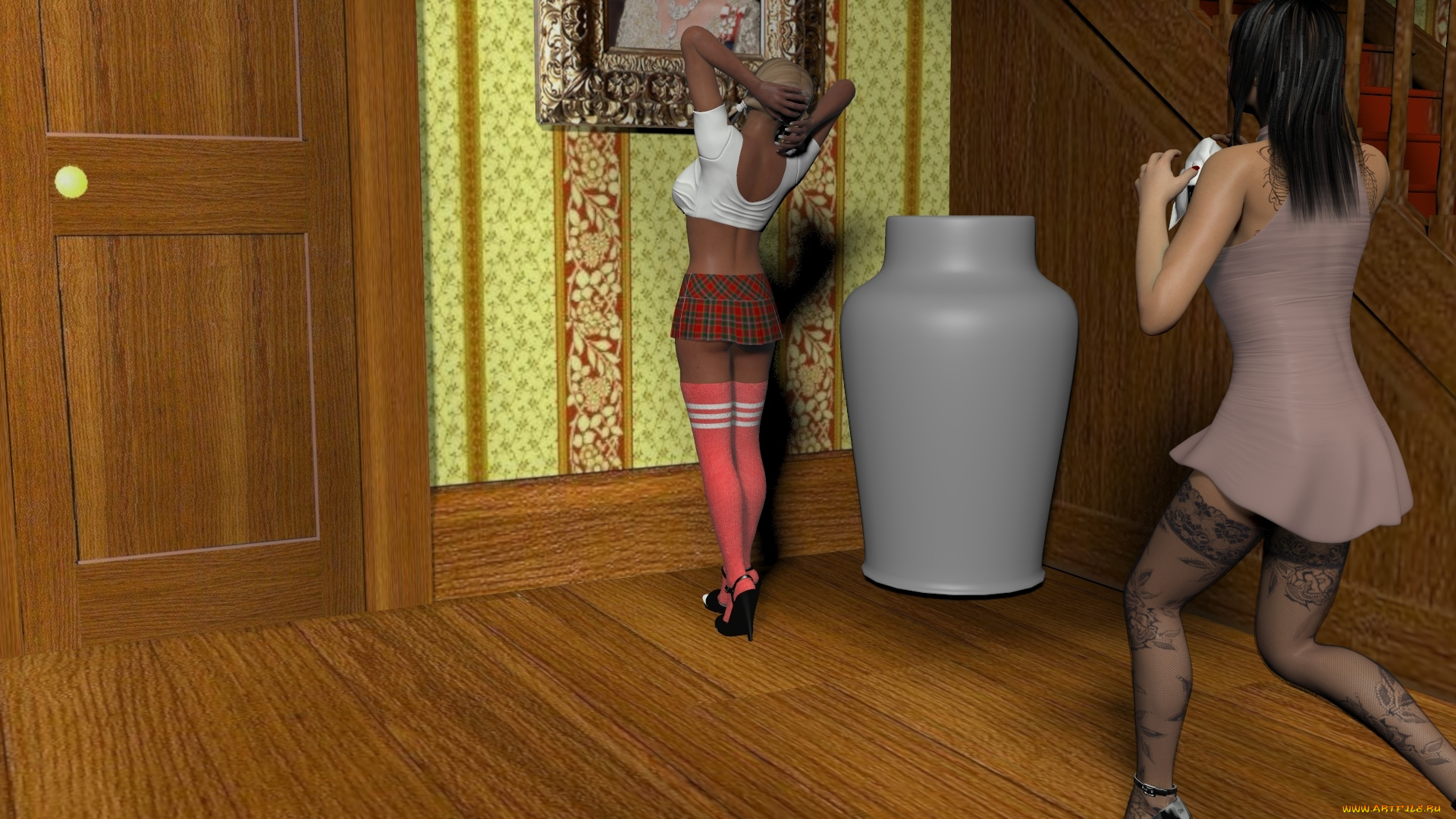 3д, графика, люди, , people, девушка, взгляд, фон